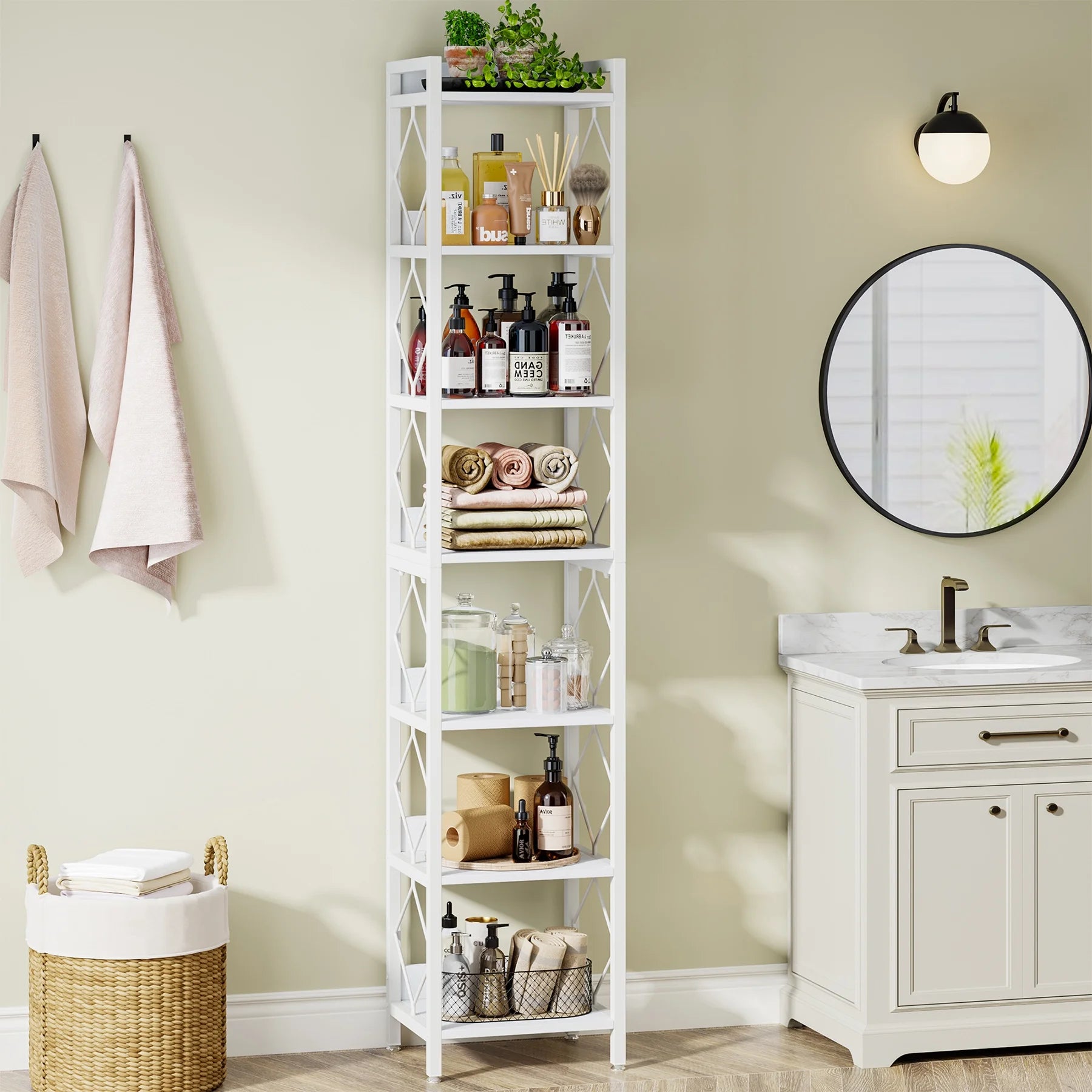Tribesigns 78.7 in Tall Narrow Bookshelf, Freestanding 7 - Tier Bookcase, Skinny Corner Storage Organizer for Home Office