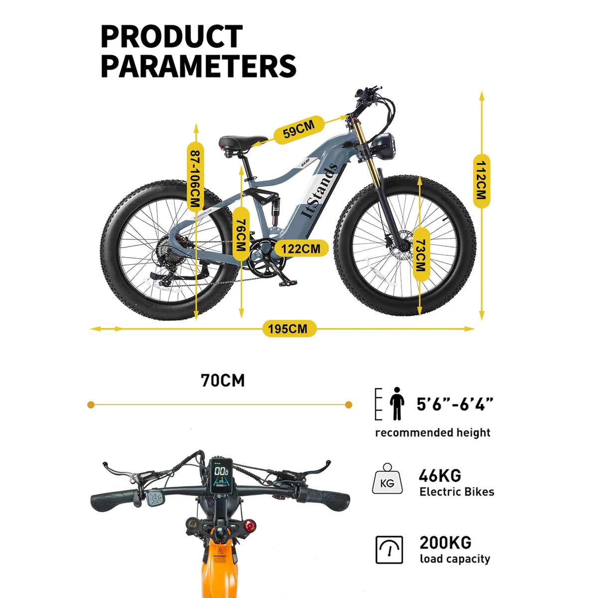 Dual Motors AWD 2000W Electric Bike for Adult 26'', UL2849 48V 60AH Removable Battery E - Product image 31
