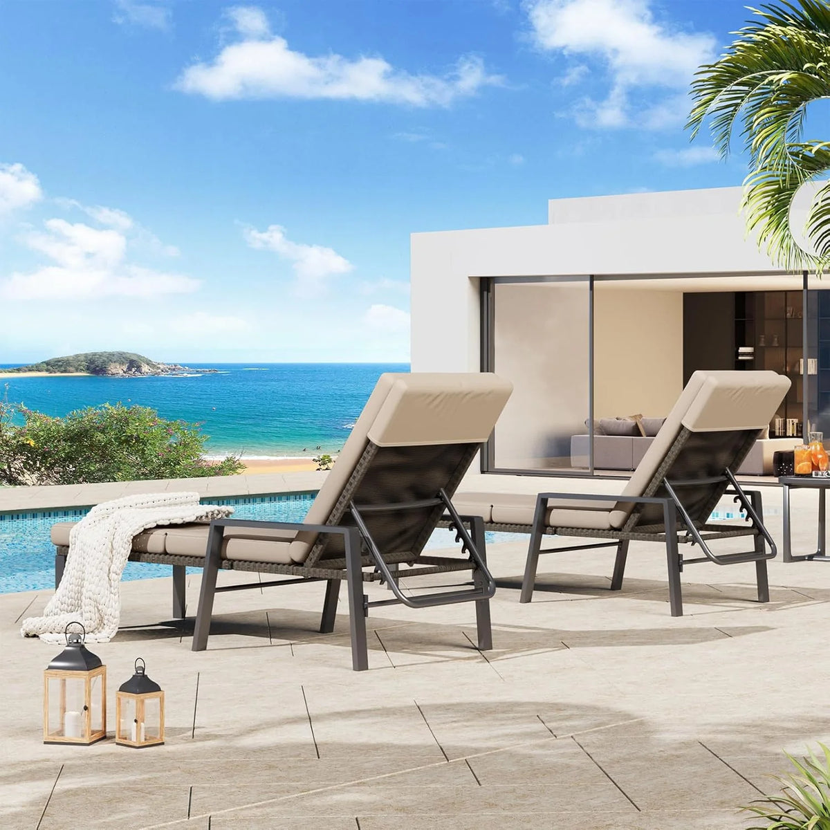 AECOJOY Chaise Lounge Chairs for Outside Set of 2, Adjustable Wicker PE Rattan Patio Pool Recliner Chair - Product image 10