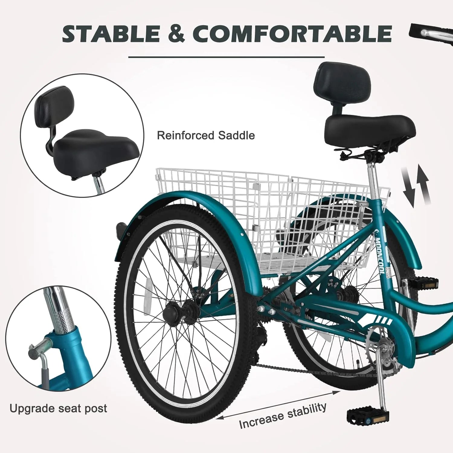 FICISOG 7 Speed Adult Tricycle for Women, 20/24/26 in Adult Trike with Basket - Product image 69