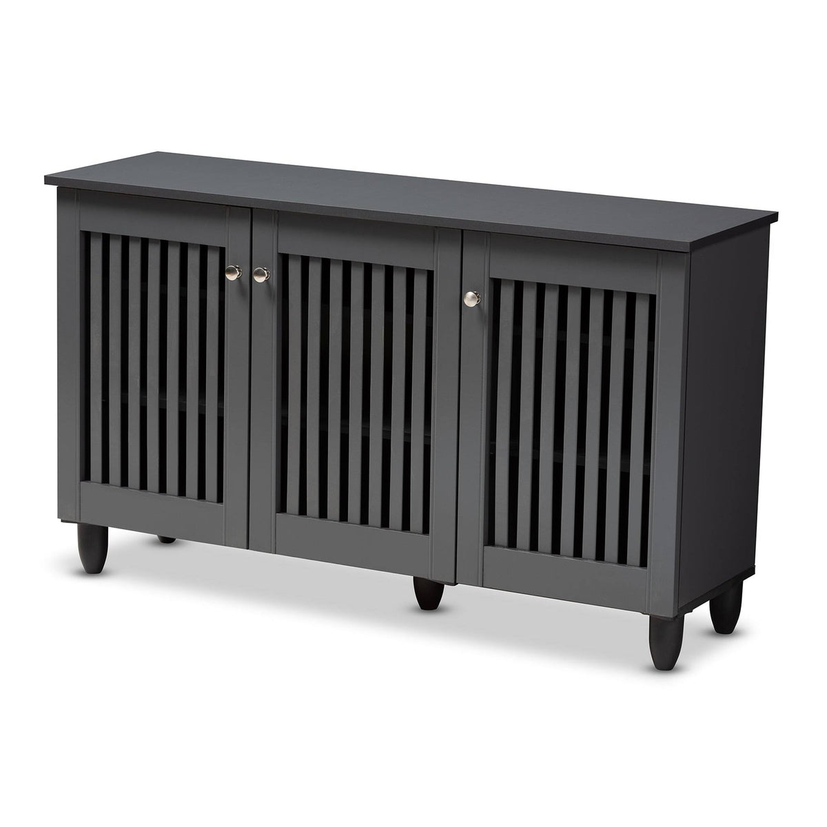 Baxton Studio Fernanda Dark Gray 3-Door Wooden Entryway Shoe Storage Wide Cabinet - Product image 1