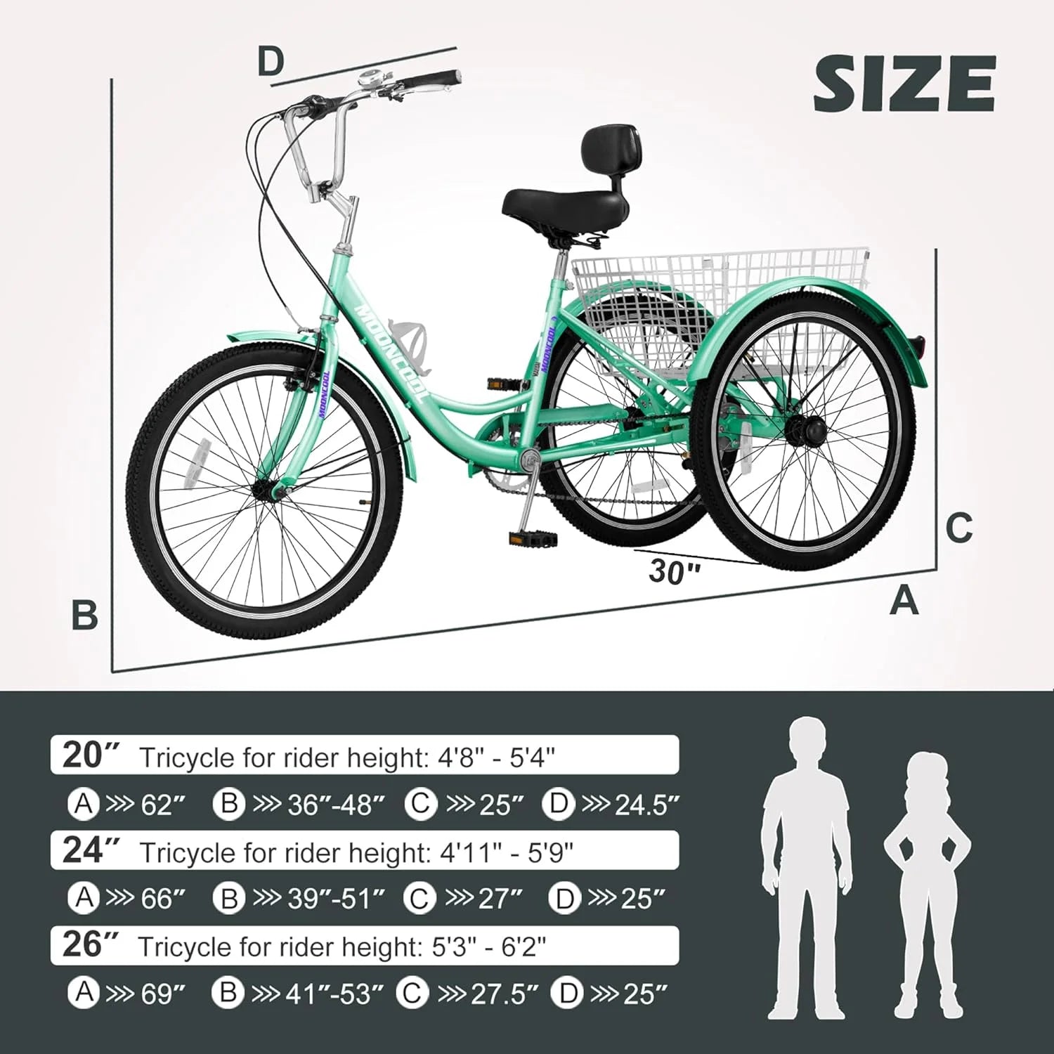 FICISOG 7 Speed Adult Tricycle for Women, 20/24/26 in Adult Trike with Basket - Product image 44