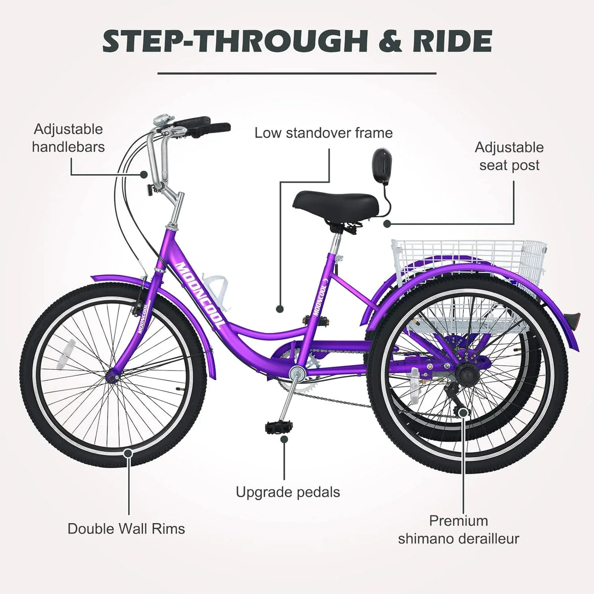 FICISOG 7 Speed Adult Tricycle for Women, 20/24/26 in Adult Trike with Basket - Product image 64