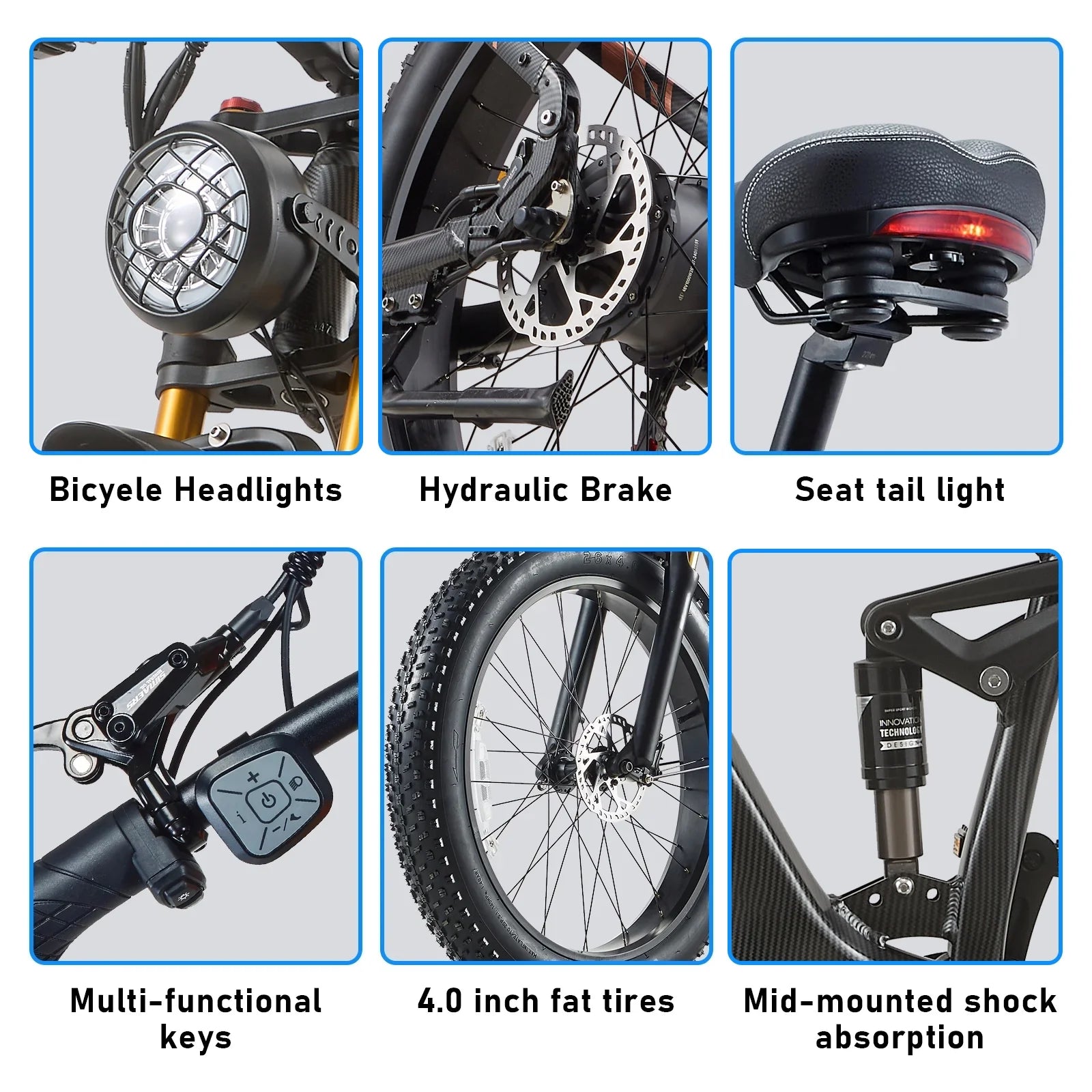 Dual Motors AWD 2000W Electric Bike for Adult 26'', UL2849 48V 60AH Removable Battery E - Product image 15