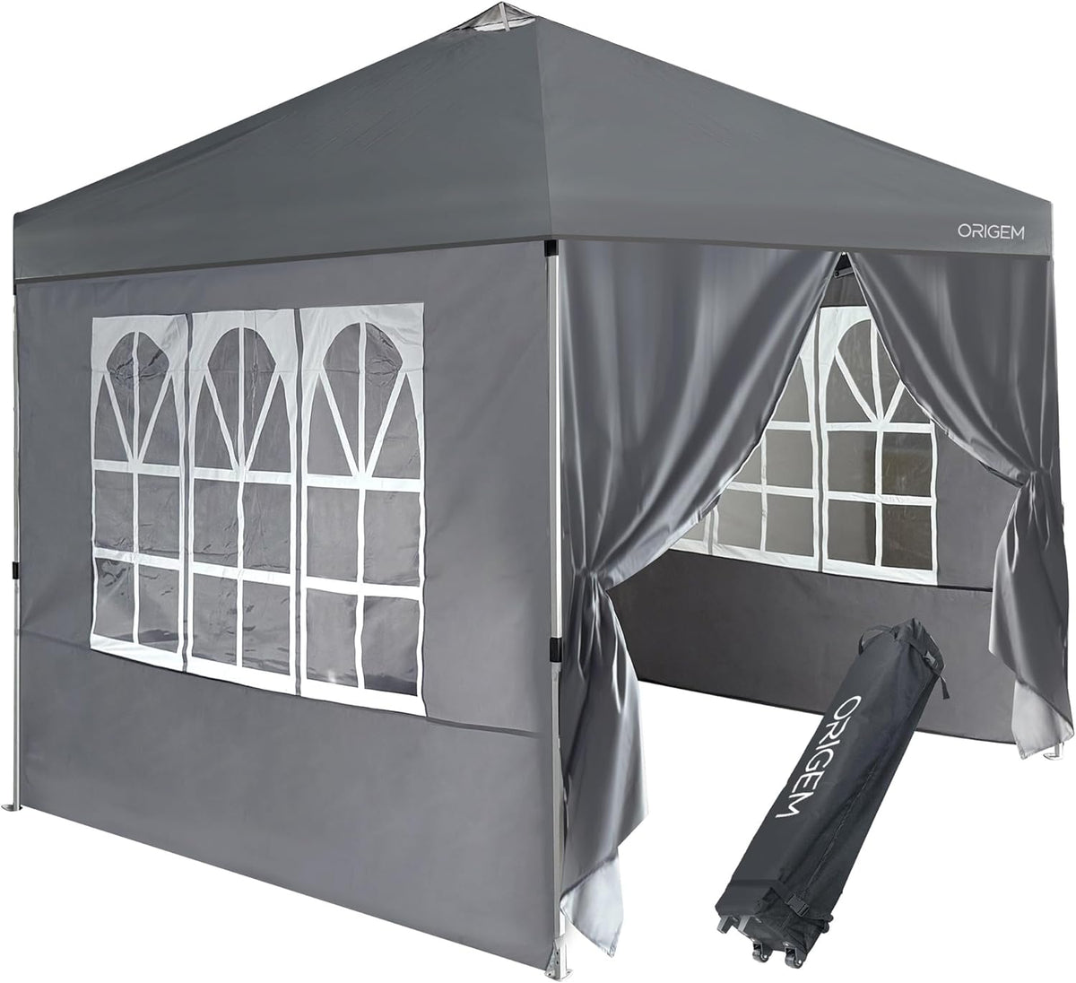 Origem Folding Gazebo 3x3 Waterproof & 2.5 x 2.5m & 3x6m with Side Walls, Barnum One-Stop Assembly & Storage Bag on Wheels, Outdoor Garden Gazebo, Ideal for Camping