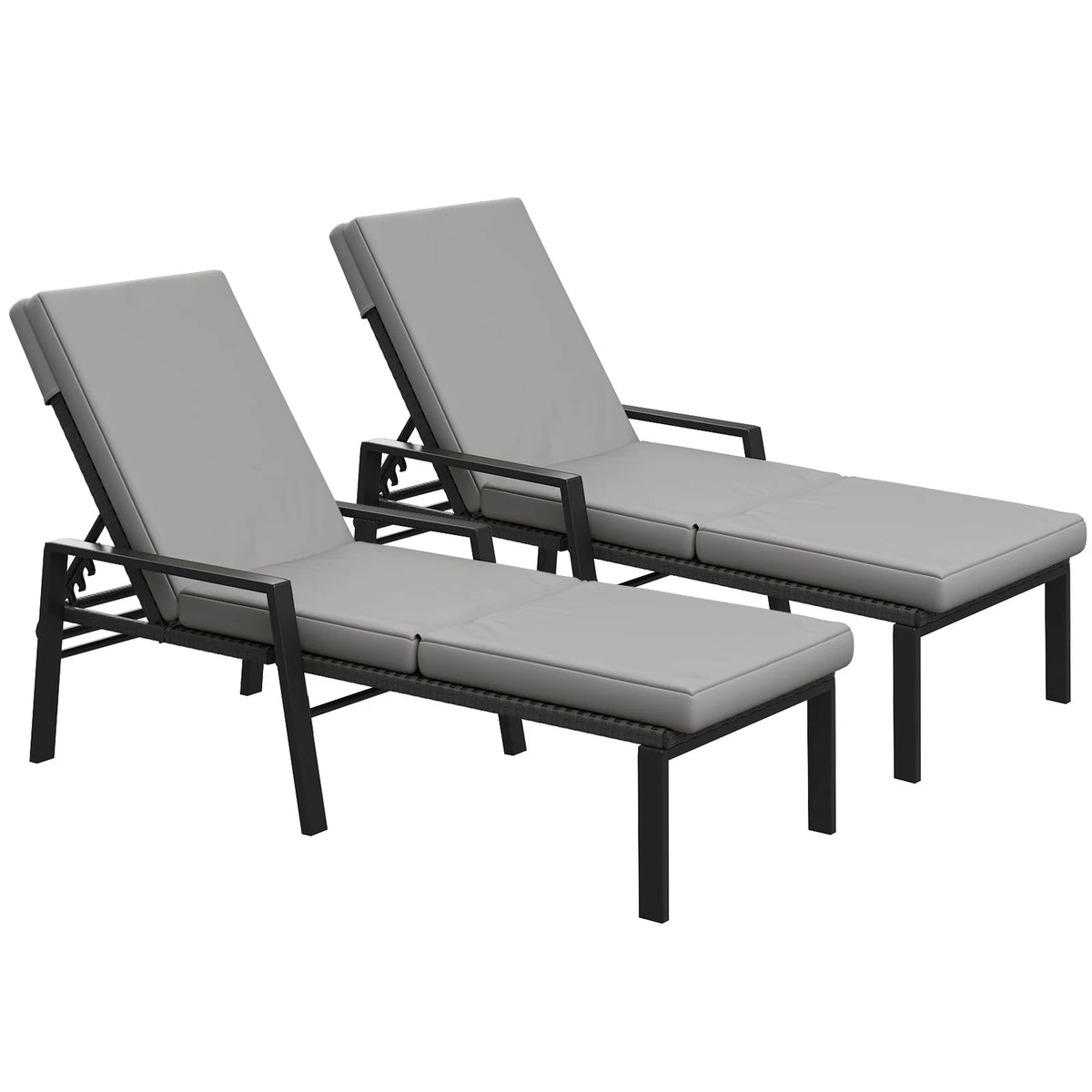AECOJOY Chaise Lounge Chairs for Outside Set of 2, Adjustable Wicker PE Rattan Patio Pool Recliner Chair - Product image 1
