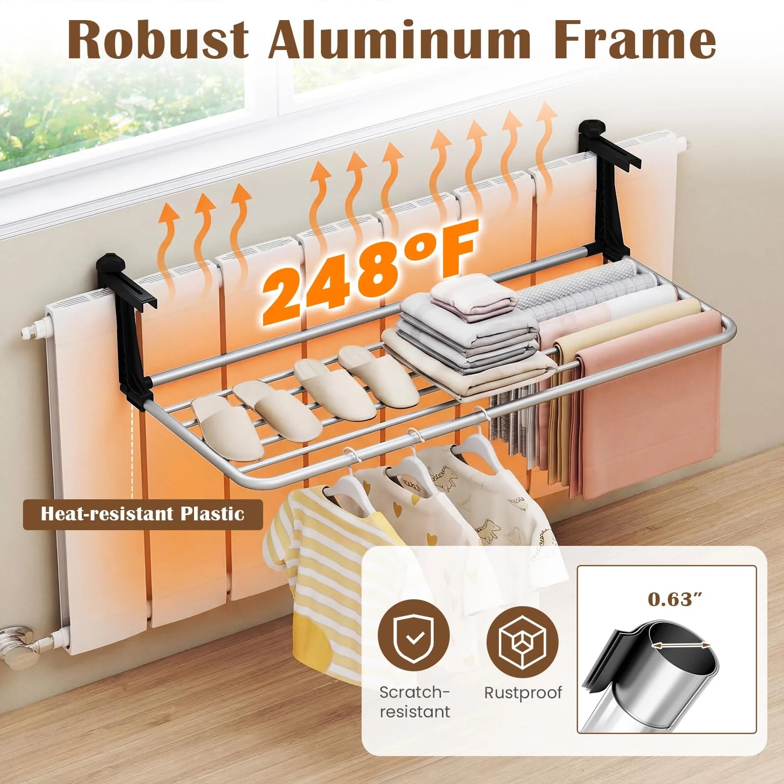 Tangkula Portable Clothes Drying Rack - Extendable Radiator Clothes Airer with Robust Aluminum Frame for - Product image 5