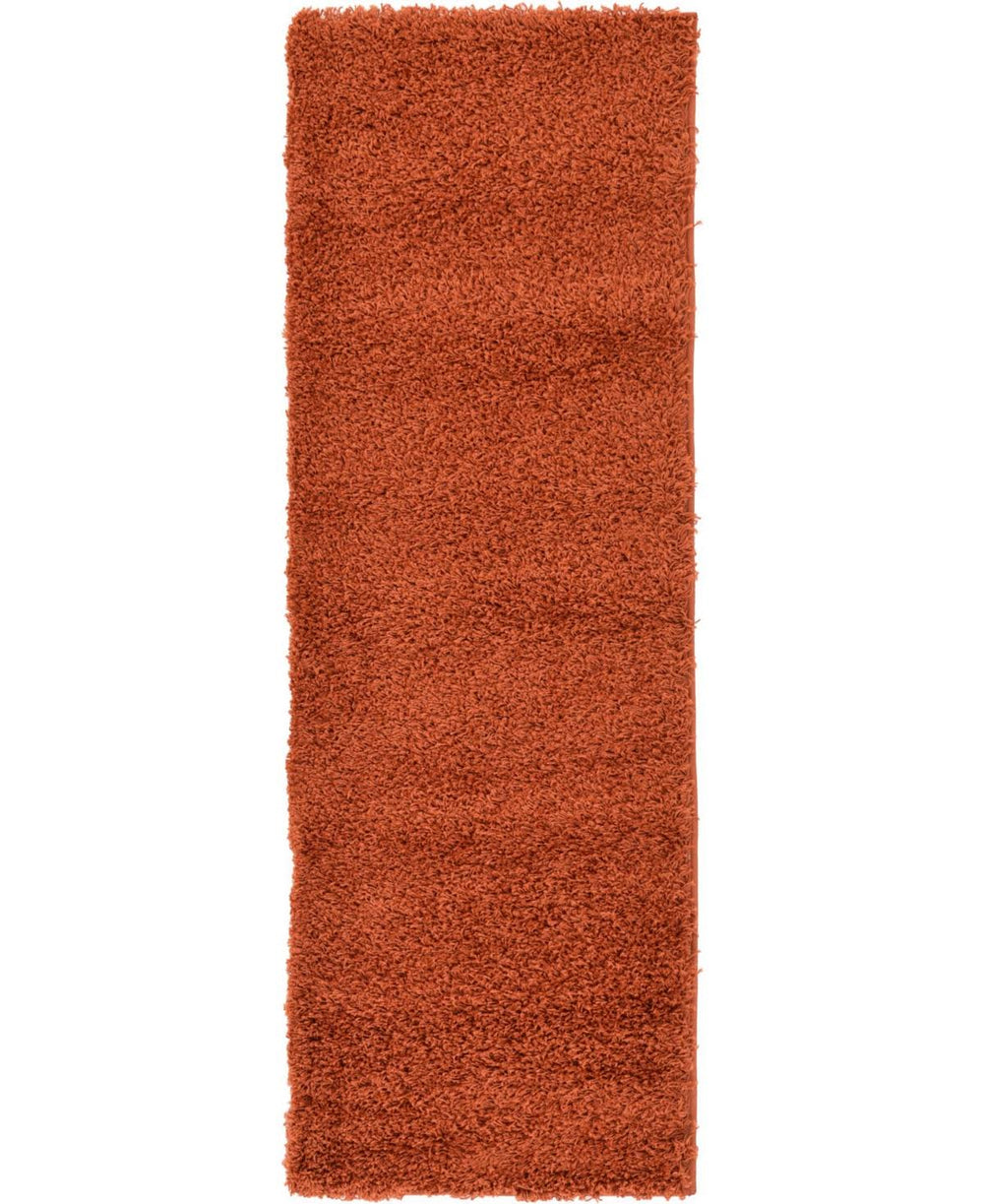 Unique Loom Solid Shag Terracotta 6 ft. Runner Rug
