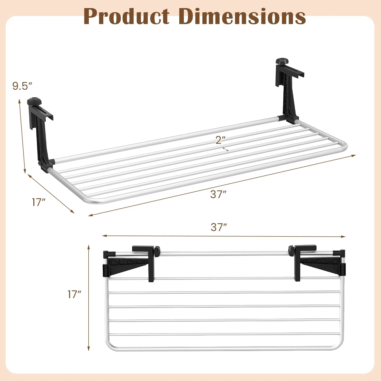 Tangkula Portable Clothes Drying Rack - Extendable Radiator Clothes Airer with Robust Aluminum Frame for - Product image 3