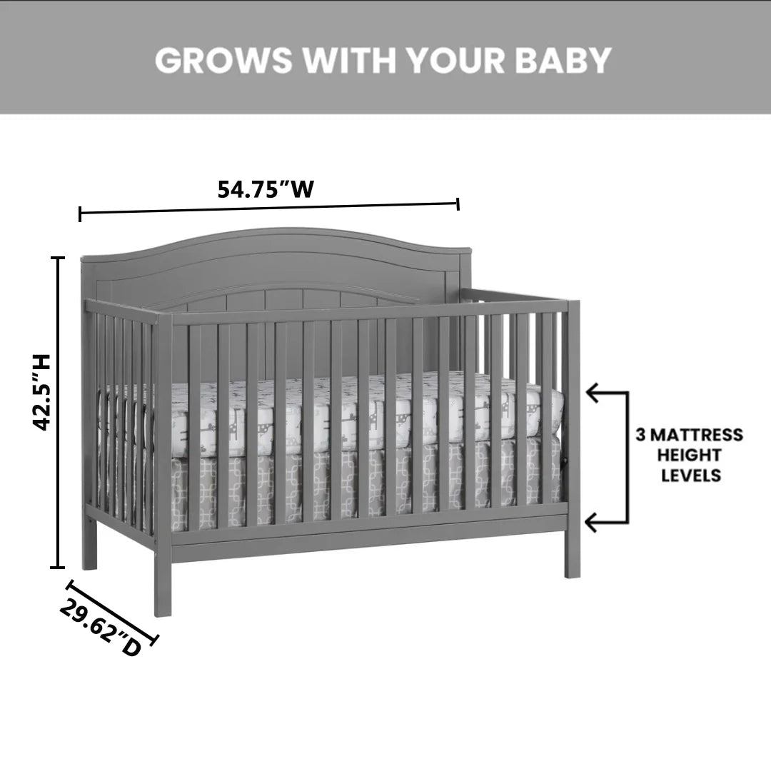 Oxford Baby North Bay 4 - in - 1 Convertible Crib, Snow White, GREENGUARD Gold Certified, Wooden Crib - Product image 19