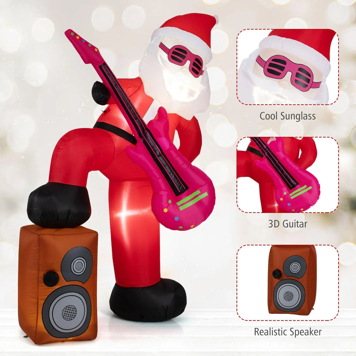 Tangkula 8.4 ft Inflatable Santa Claus Playing Guitar for Christmas - Product image 8