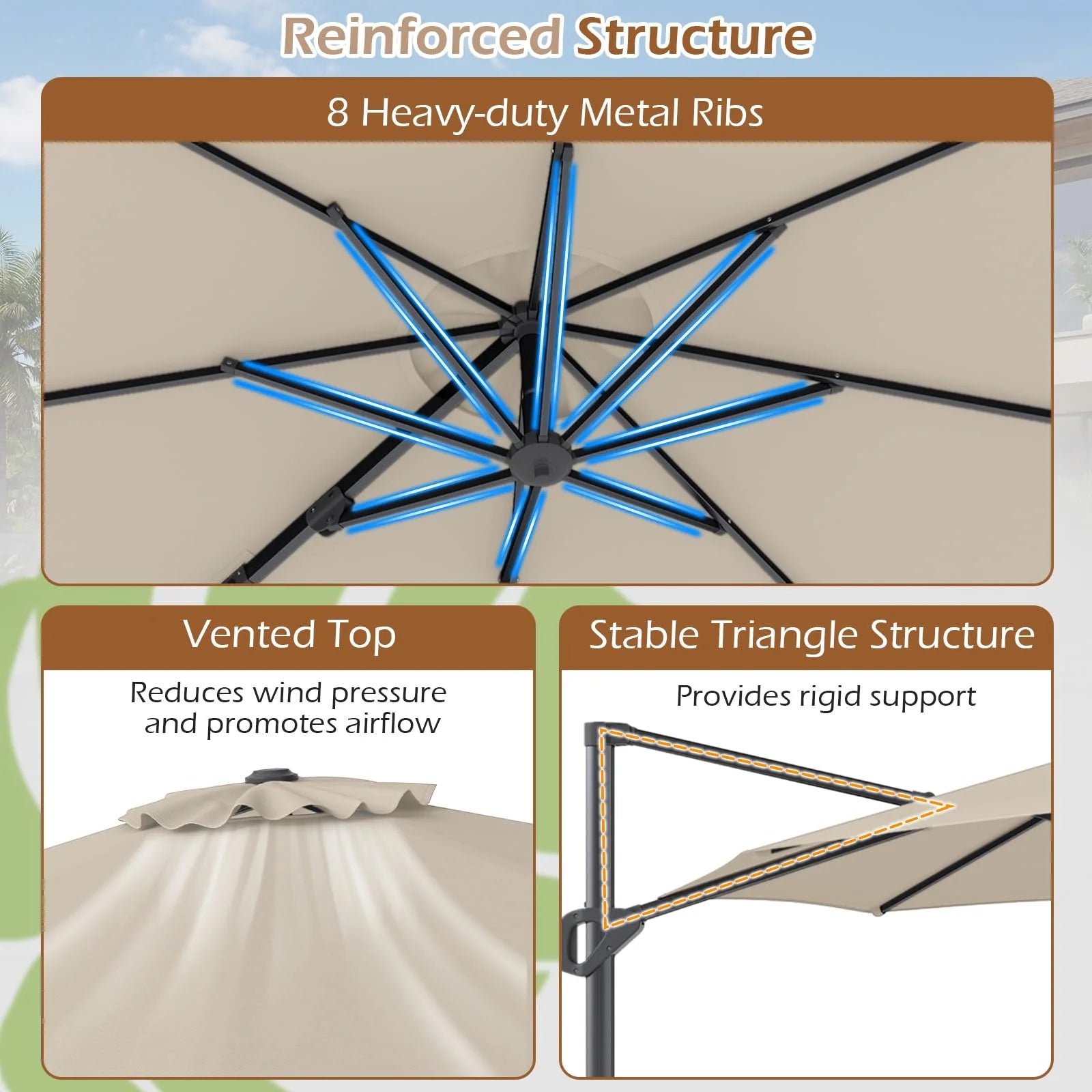 Tangkula 10ft Patio Umbrella with Aluminum Pole - Product image 6