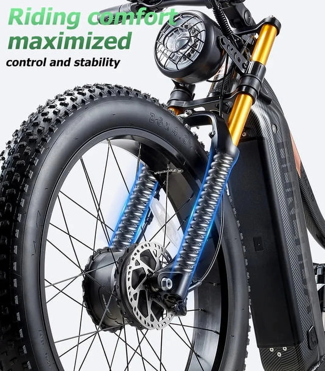 Dual Motors AWD 2000W Electric Bike for Adult 26'', UL2849 48V 60AH Removable Battery E - Product image 10