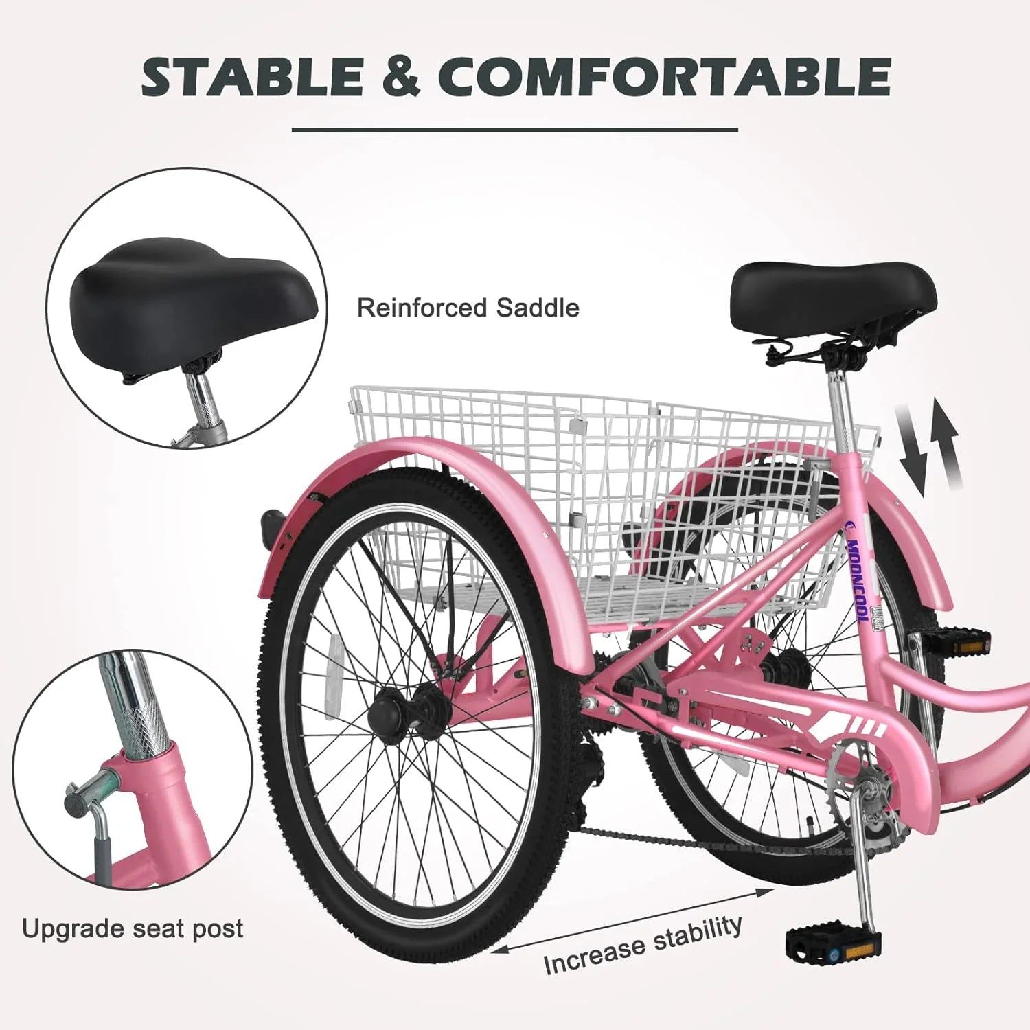 FICISOG 7 Speed Adult Tricycle for Women, 20/24/26 in Adult Trike with Basket - Product image 23