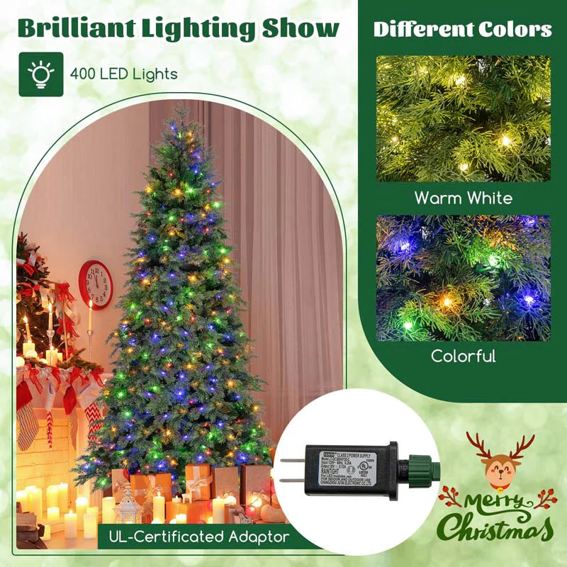 6/7.5 FT Pre-Lit Artificial Christmas Tree, PE/PVC Mixed Tips, Hinged Xmas Tree with Remote - Product image 14