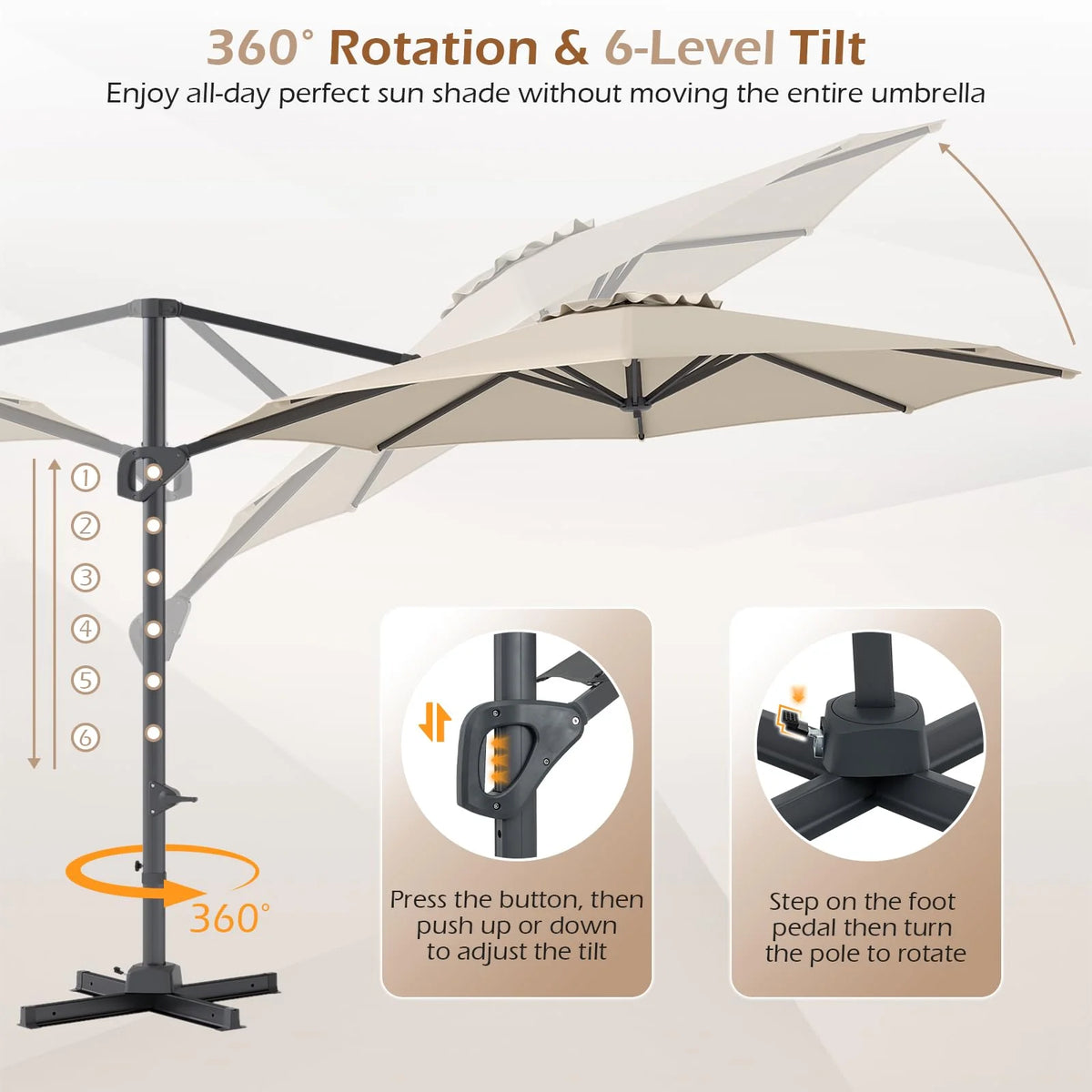 Tangkula 10ft Patio Umbrella with Aluminum Pole - Product image 7