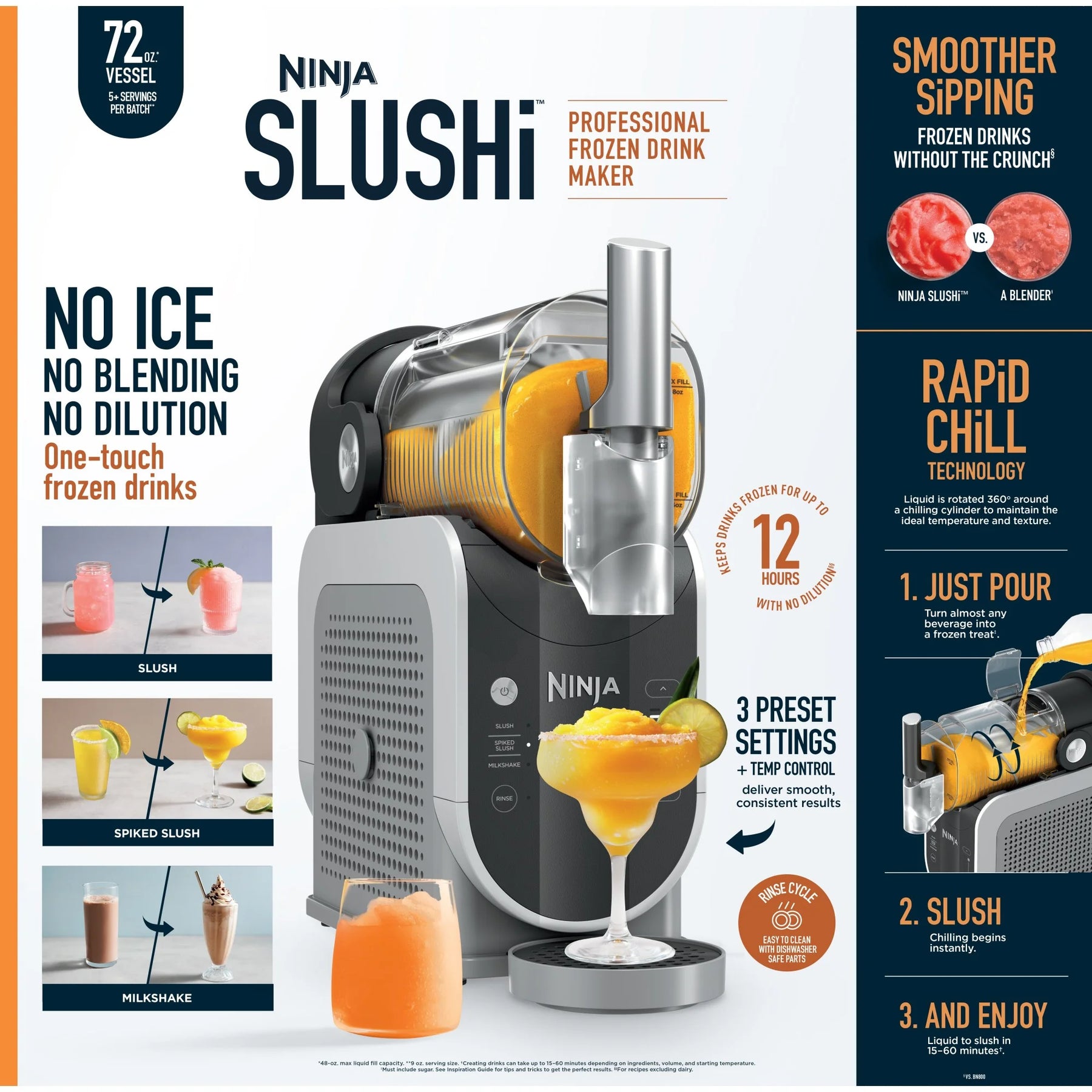 Ninja Slushi with Rapidchill Technology, 72 oz. Frozen Drink & Slushie Machine, 3 Presets, Margaritas - Product image 14