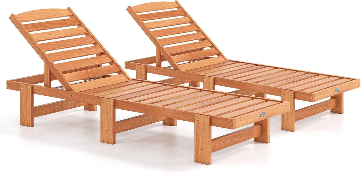 Tangkula Solid Wood Patio Chaise Lounge with 5-Level Adjustable Backrest (1/2) - Product image 10
