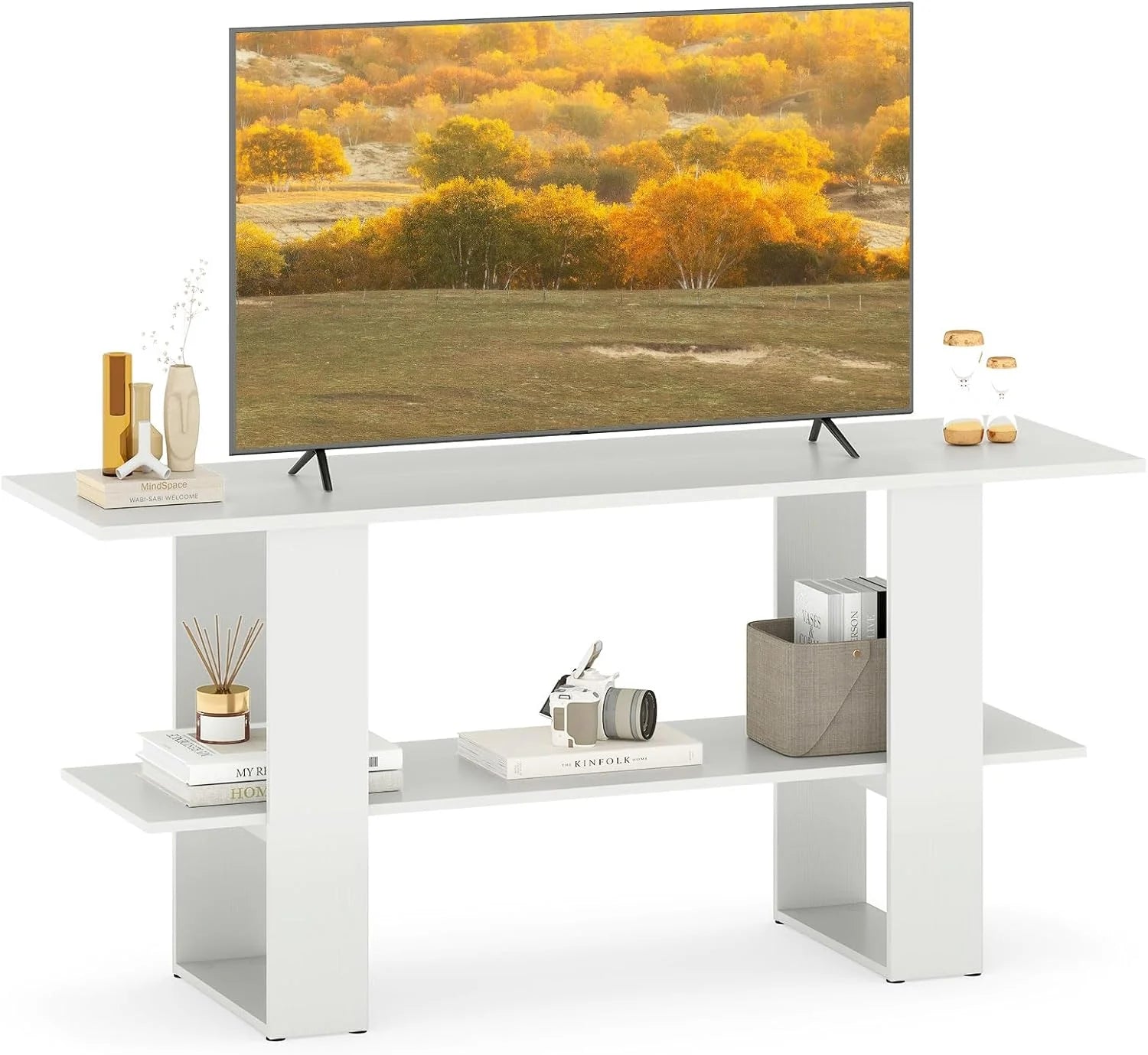 Tangkula 2-Tier TV Stand with Storage for TVs up to 55 Inch Console Table with Open Shelf - Product image 10