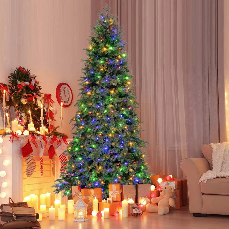 6/7.5 FT Pre-Lit Artificial Christmas Tree, PE/PVC Mixed Tips, Hinged Xmas Tree with Remote - Product image 2