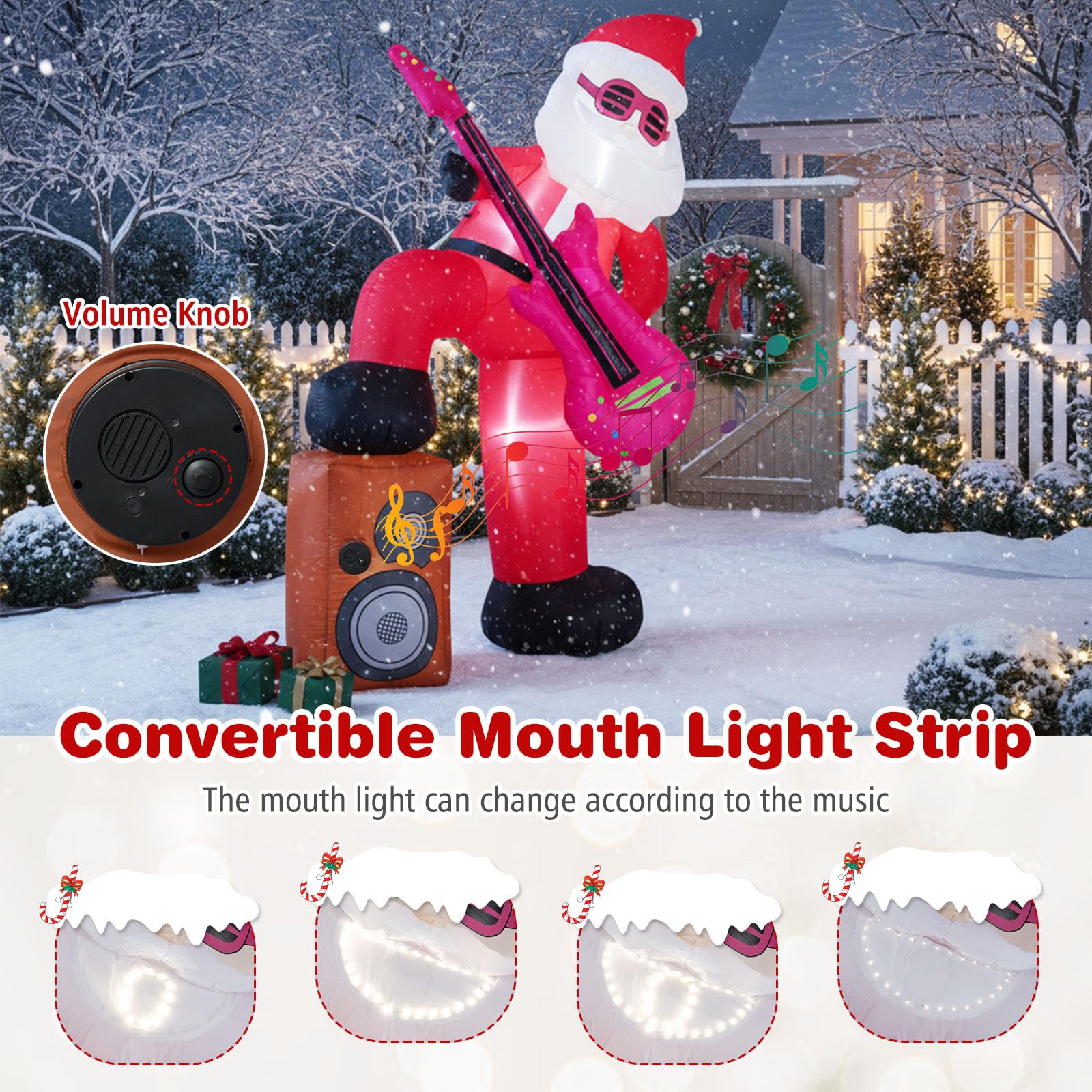 Tangkula 8.4 ft Inflatable Santa Claus Playing Guitar for Christmas - Product image 5