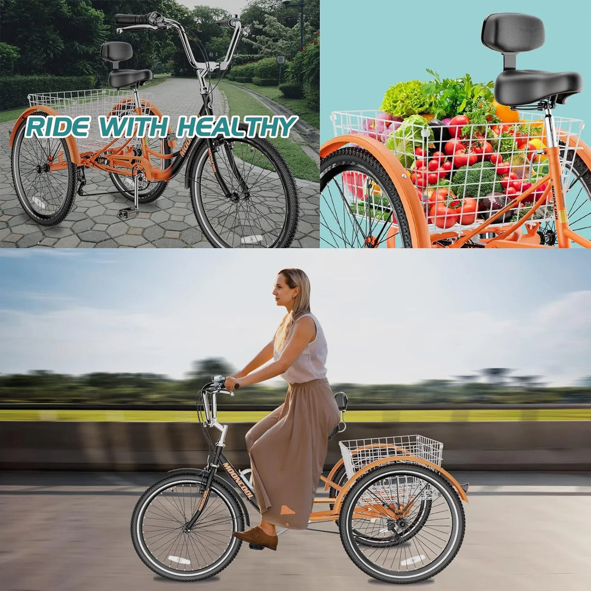 FICISOG 7 Speed Adult Tricycle for Women, 20/24/26 in Adult Trike with Basket - Product image 59