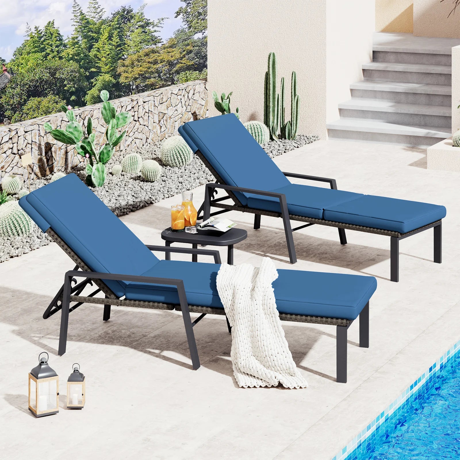 AECOJOY Chaise Lounge Chairs for Outside Set of 2, Adjustable Wicker PE Rattan Patio Pool Recliner Chair - Product image 11