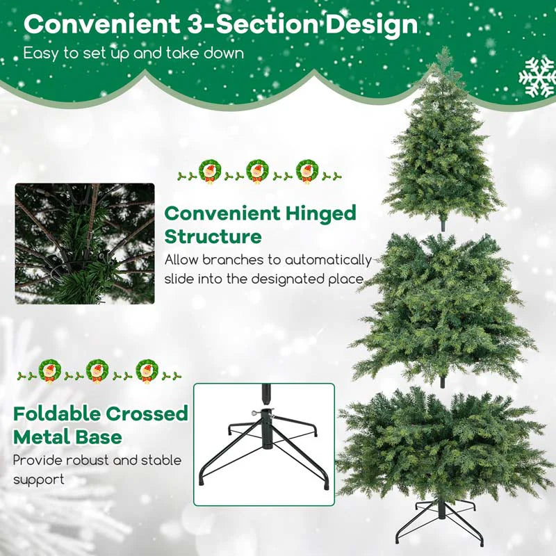 6/7.5 FT Pre-Lit Artificial Christmas Tree, PE/PVC Mixed Tips, Hinged Xmas Tree with Remote - Product image 7