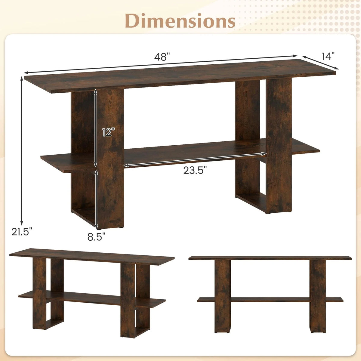 Tangkula 2-Tier TV Stand with Storage for TVs up to 55 Inch Console Table with Open Shelf - Product image 3