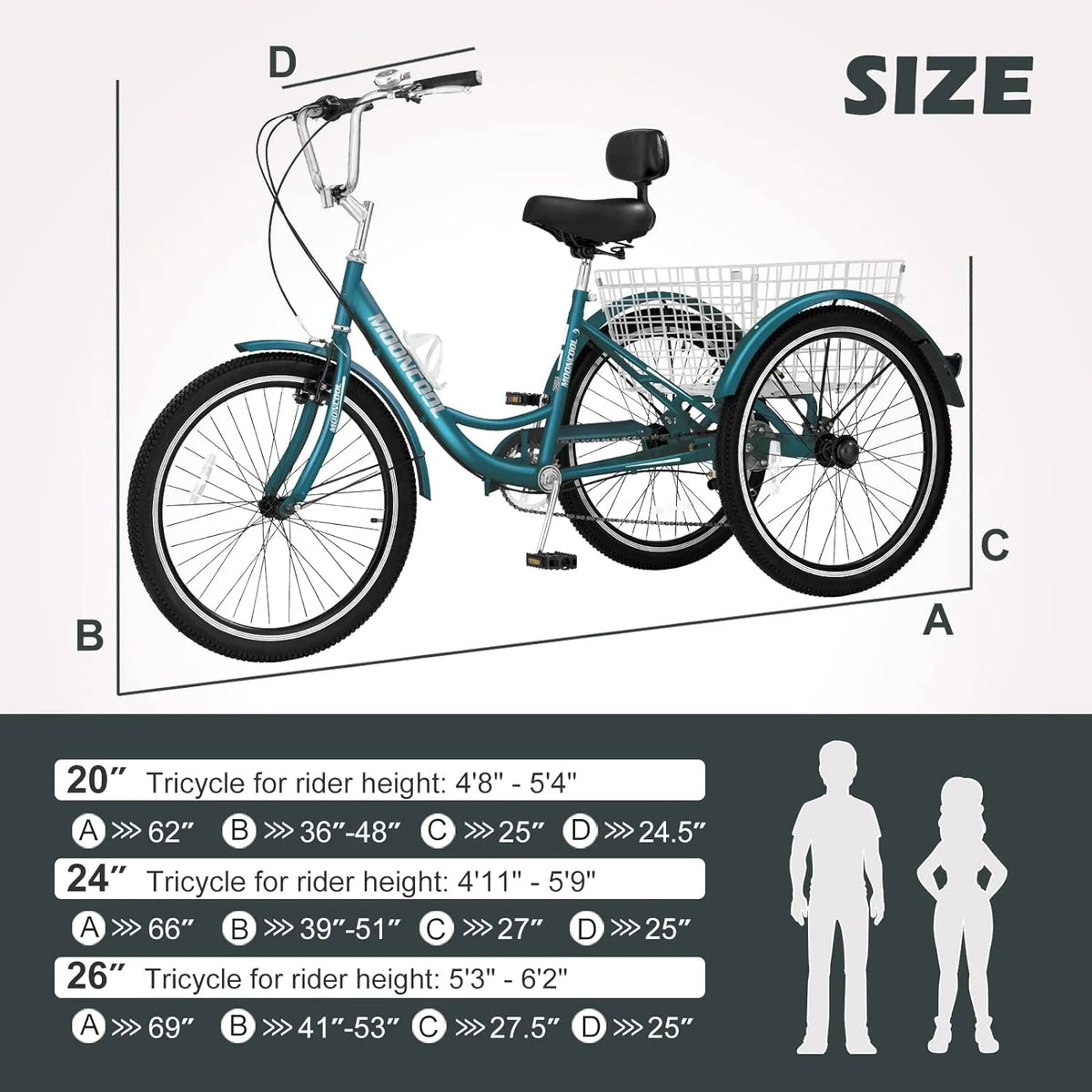 FICISOG 7 Speed Adult Tricycle for Women, 20/24/26 in Adult Trike with Basket - Product image 66