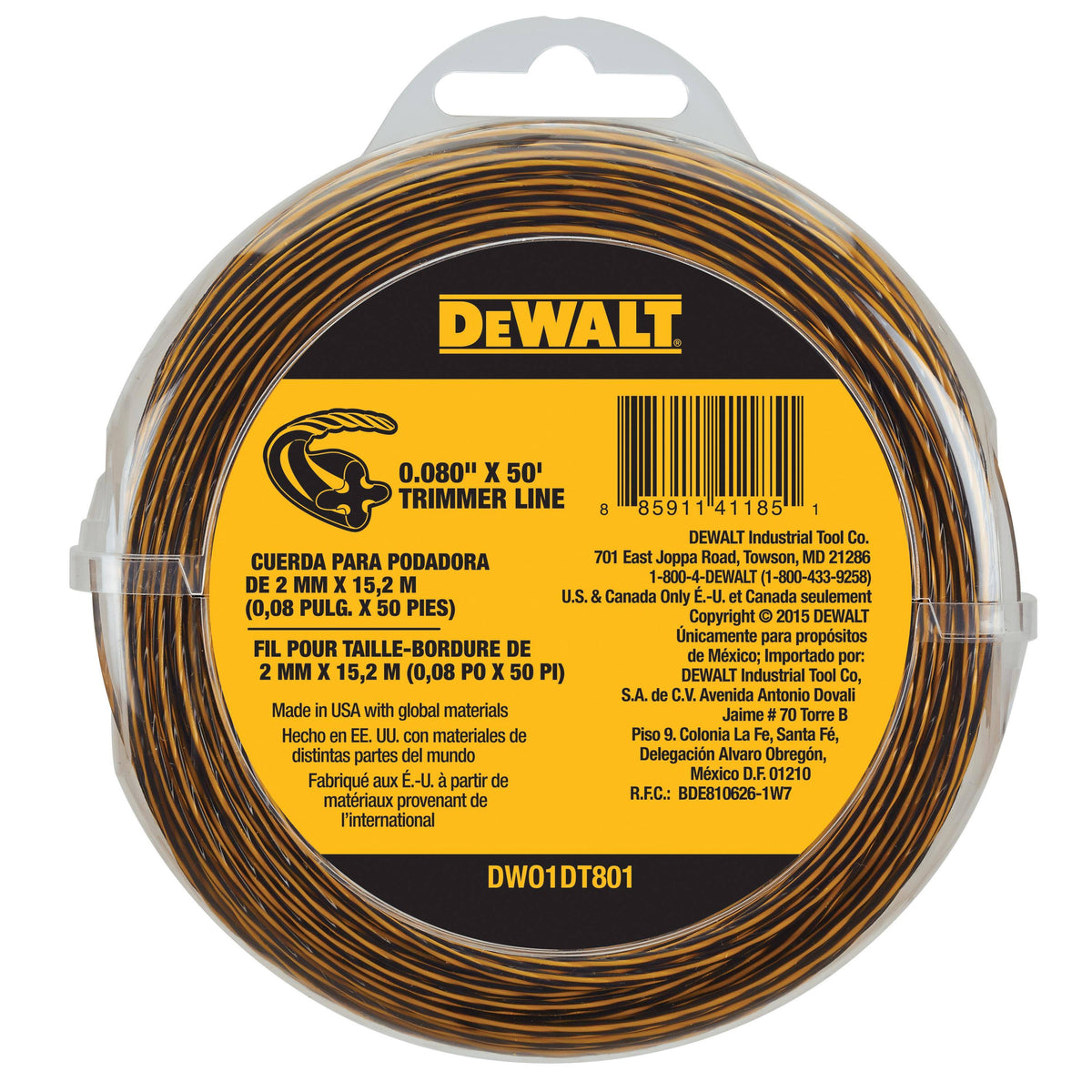 DeWalt DWO1DT801 0.080 in x 50 ft Trimmer Line - Product image 1
