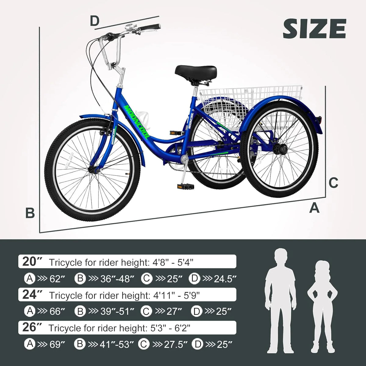 FICISOG 7 Speed Adult Tricycle for Women, 20/24/26 in Adult Trike with Basket - Product image 30
