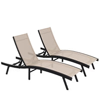 AECOJOY Outdoor Chaise Lounge, All Weather Pool Lounge Chairs Ergonomic Design (Beige, 2 PCs) - Product image 1