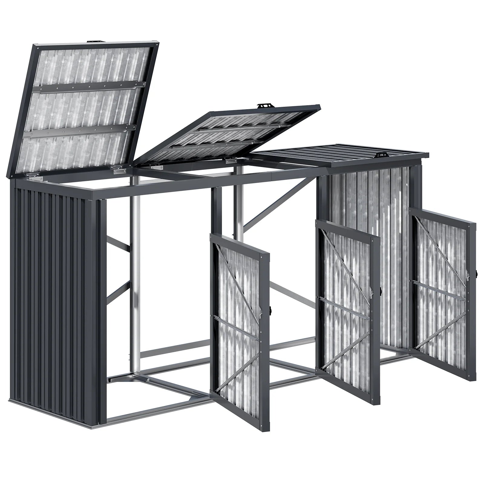 AECOJOY 73 Cu.Ft Outdoor Trash Can Storage Shed for 3 Garbage Cans - Product image 8