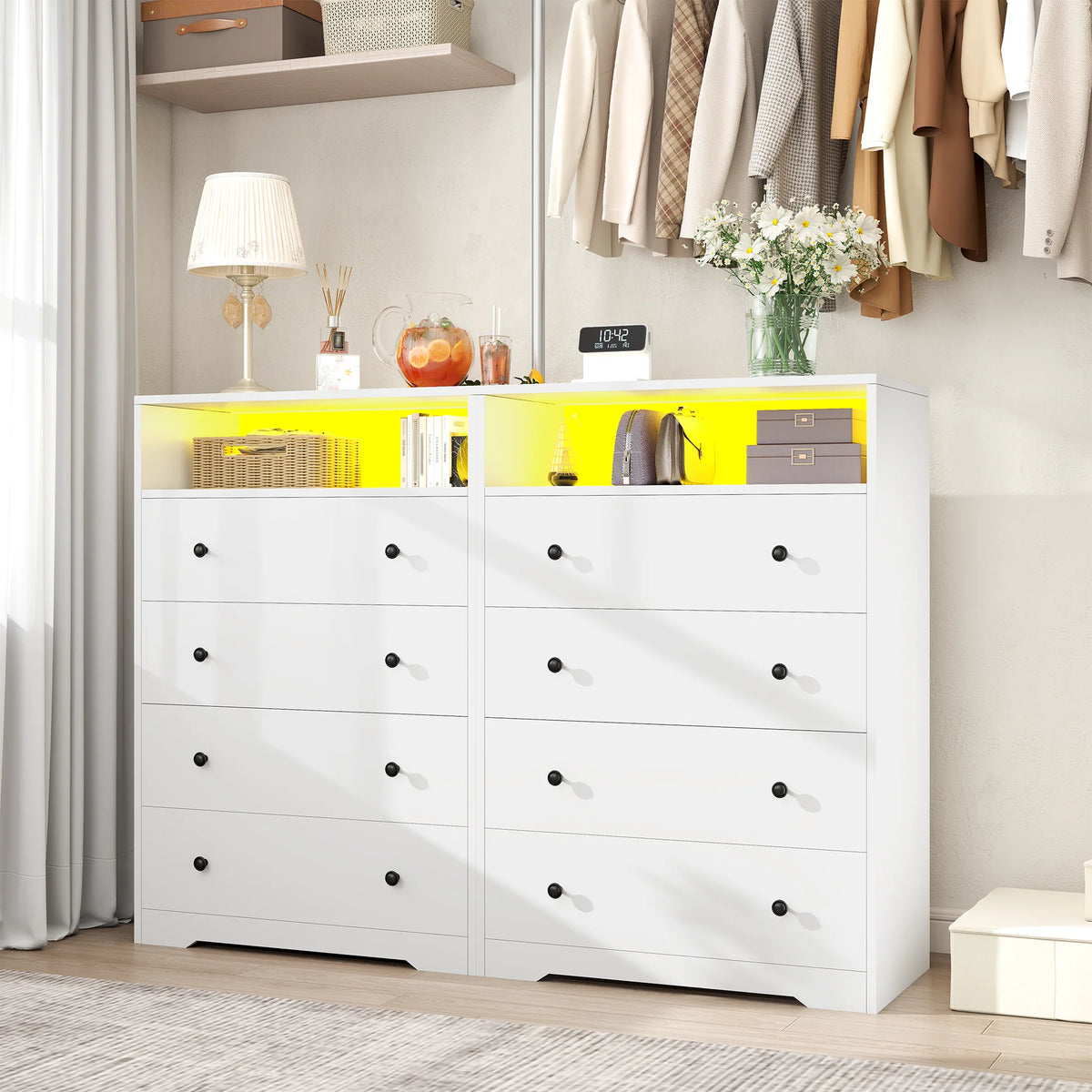 4 - Drawer Black Wood Dresser with LED Lights, Modern Chest of Drawers for Bedroom, Living Room - Product image 11