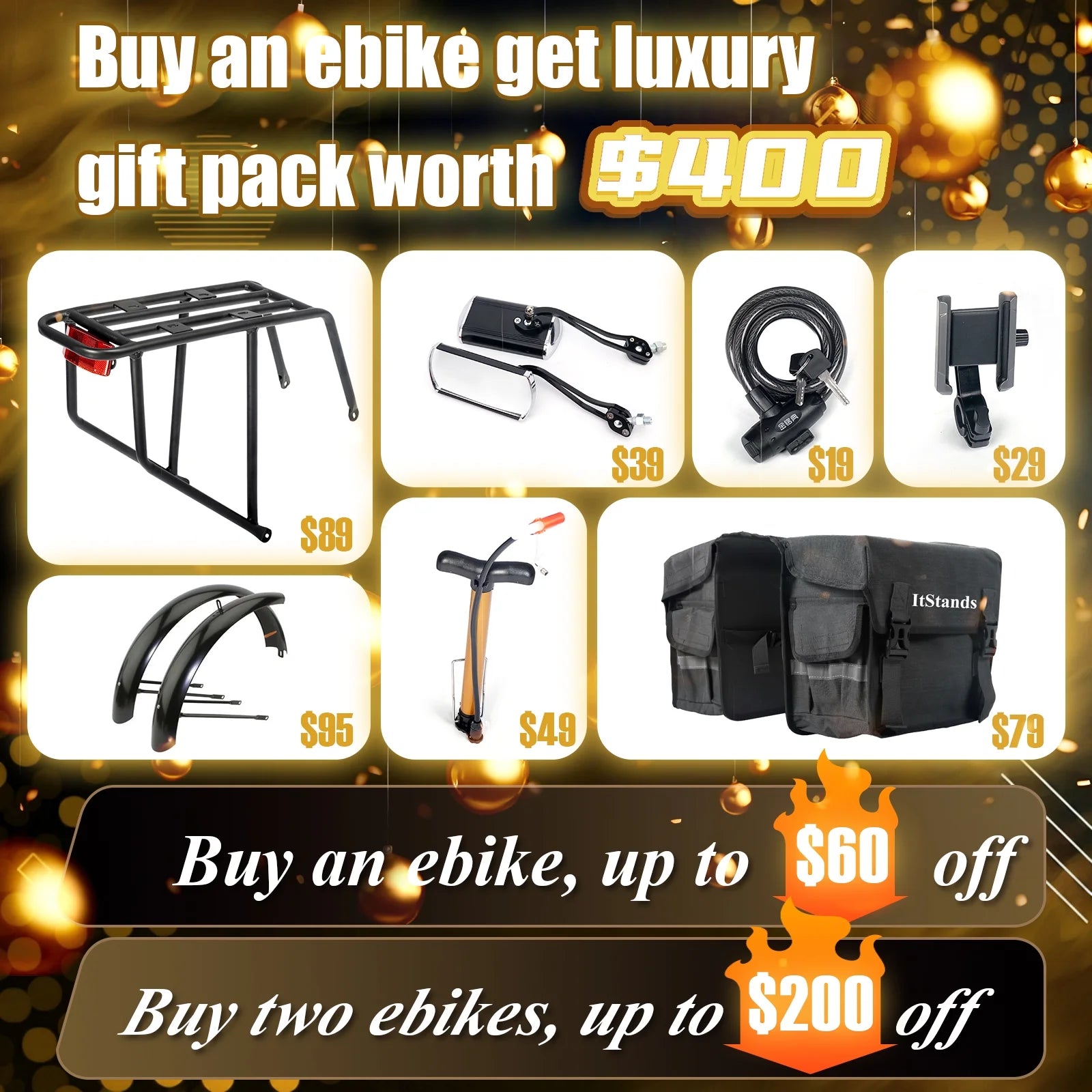 Dual Motors AWD 2000W Electric Bike for Adult 26'', UL2849 48V 60AH Removable Battery E - Product image 16
