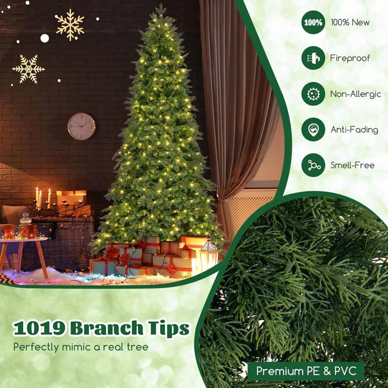 6/7.5 FT Pre-Lit Artificial Christmas Tree, PE/PVC Mixed Tips, Hinged Xmas Tree with Remote - Product image 13