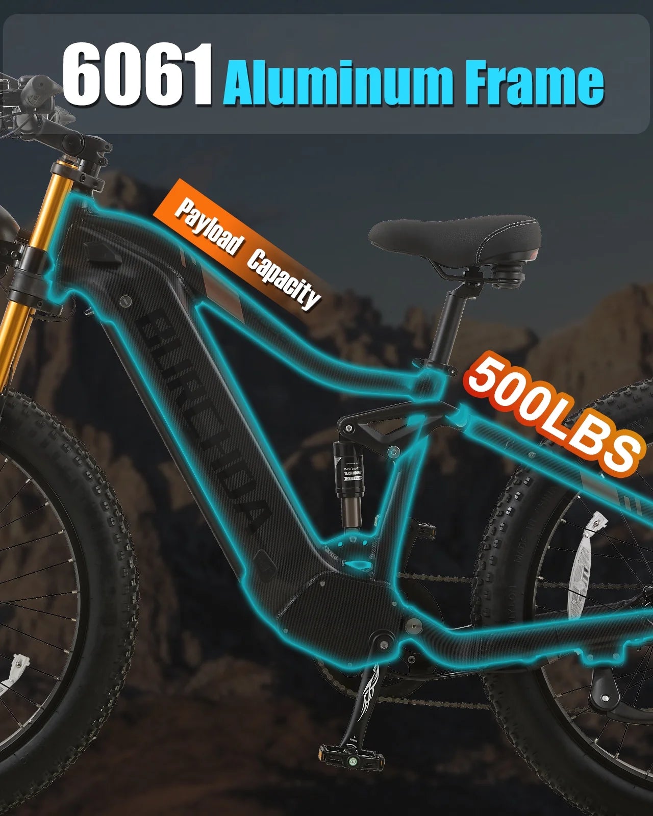 Dual Motors AWD 2000W Electric Bike for Adult 26'', UL2849 48V 60AH Removable Battery E - Product image 13