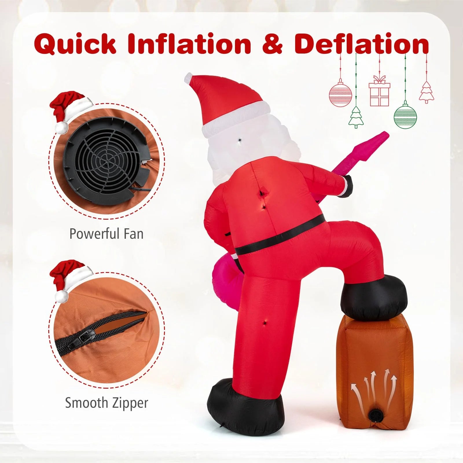 Tangkula 8.4 ft Inflatable Santa Claus Playing Guitar for Christmas - Product image 6