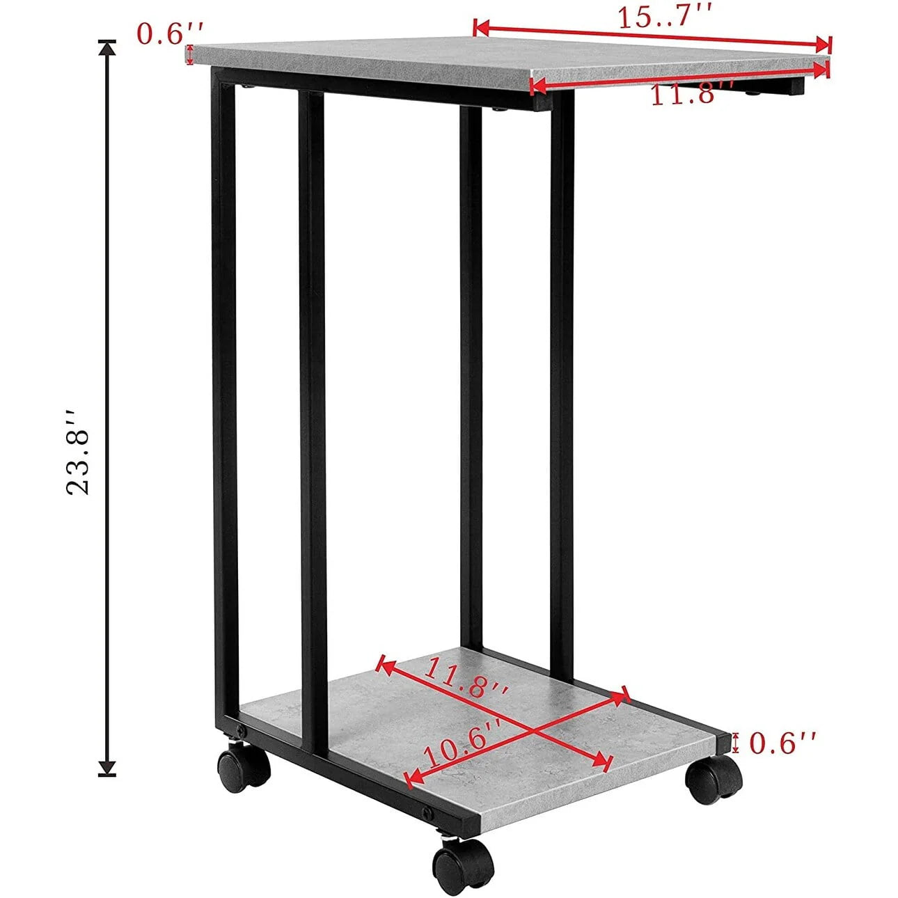 JJS Side End C Table for Sofa, Living Room Couch Table Snack Table That Slide Under for Small Spaces - Product image 2