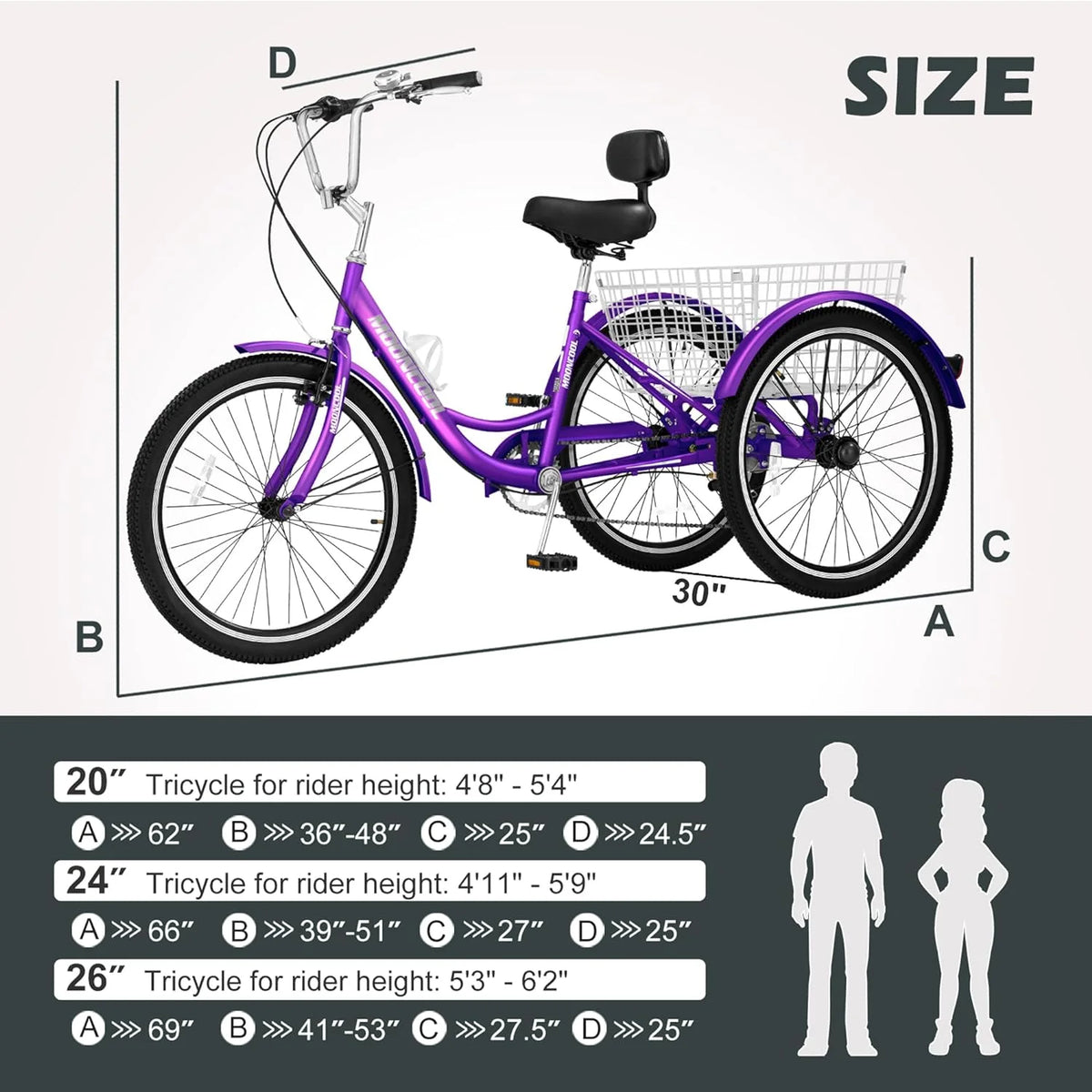 FICISOG 7 Speed Adult Tricycle for Women, 20/24/26 in Adult Trike with Basket - Product image 60