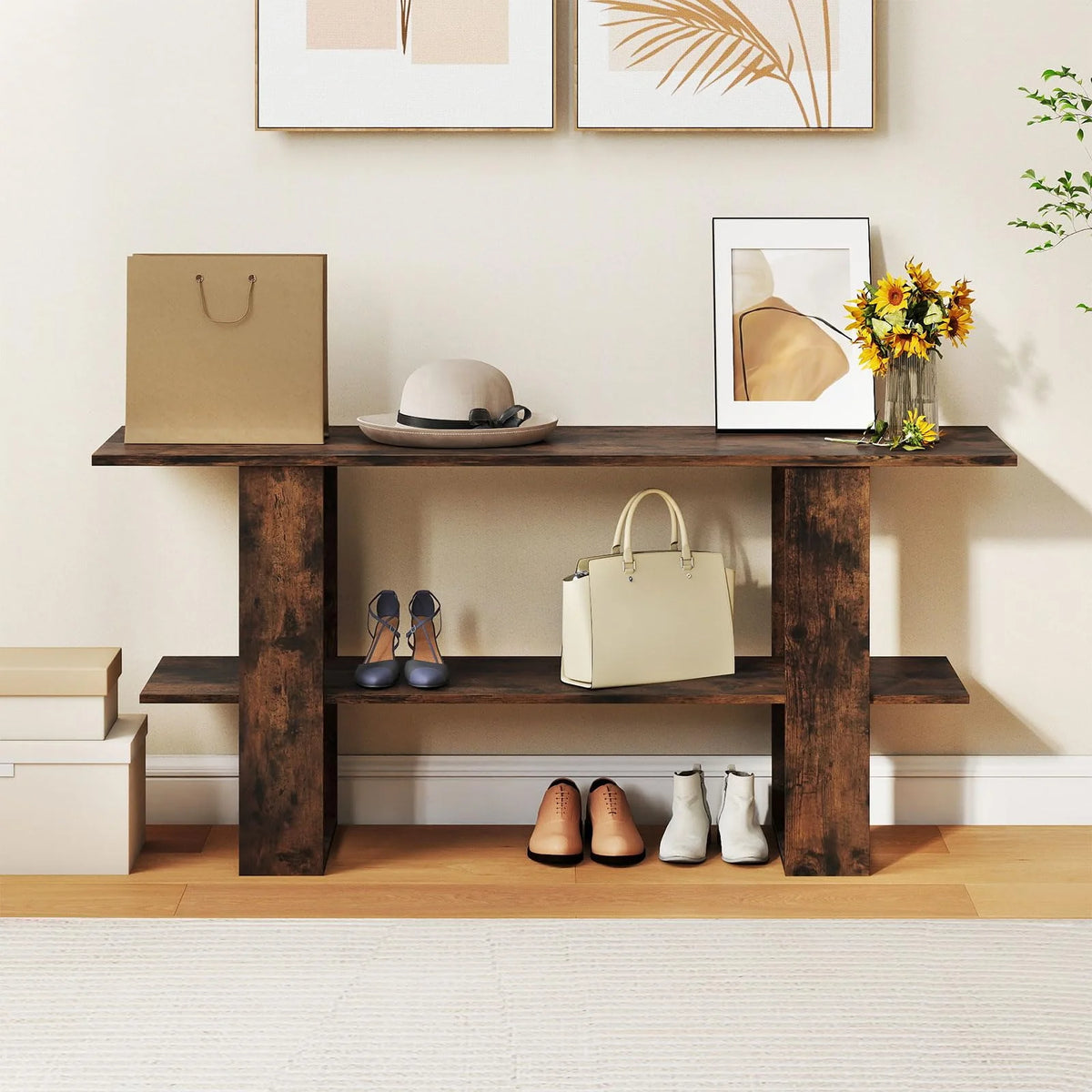 Tangkula 2-Tier TV Stand with Storage for TVs up to 55 Inch Console Table with Open Shelf - Product image 5