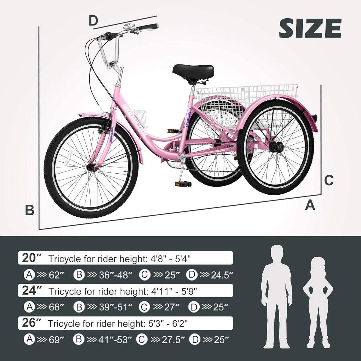 FICISOG 7 Speed Adult Tricycle for Women, 20/24/26 in Adult Trike with Basket - Product image 16