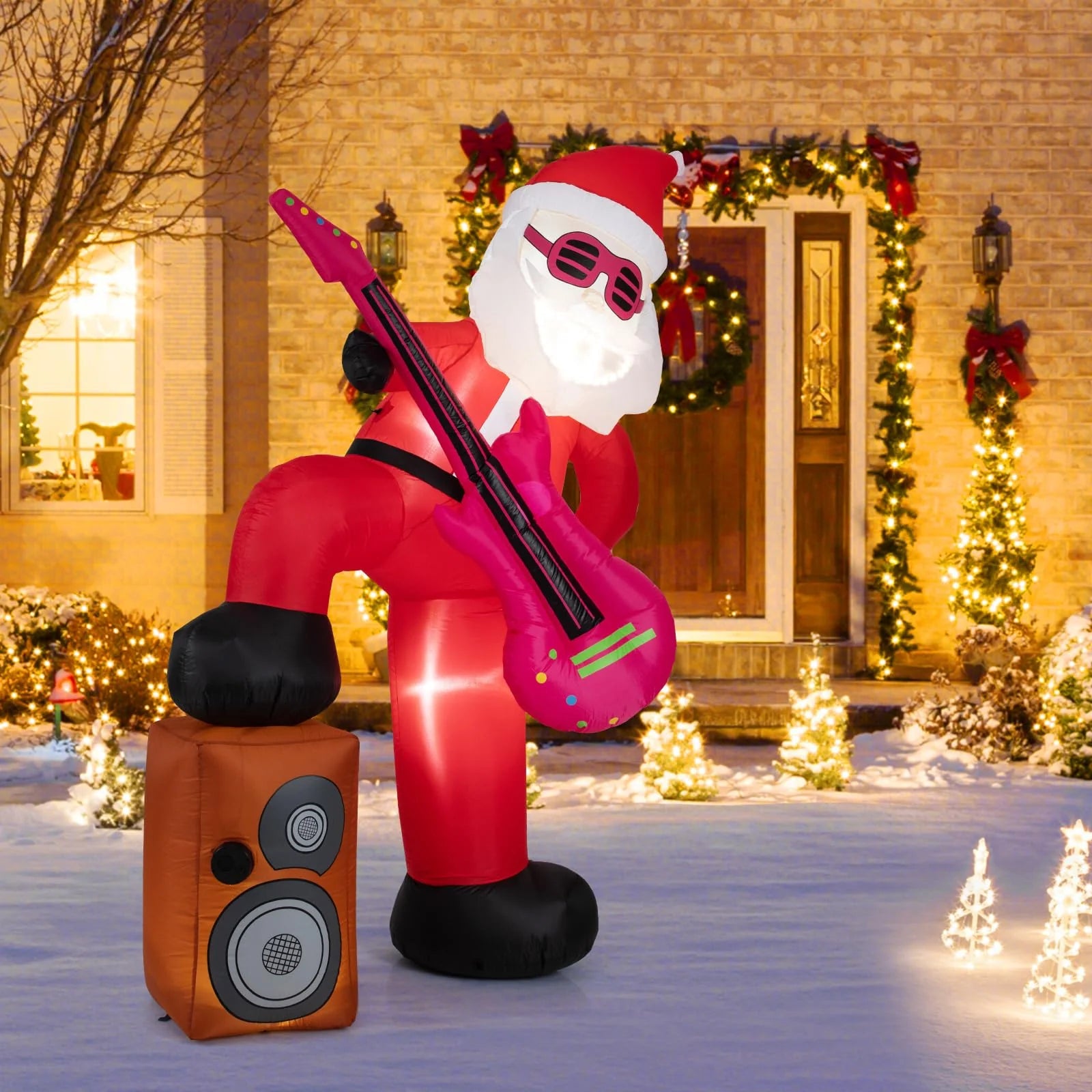 Tangkula 8.4 ft Inflatable Santa Claus Playing Guitar for Christmas - Product image 2