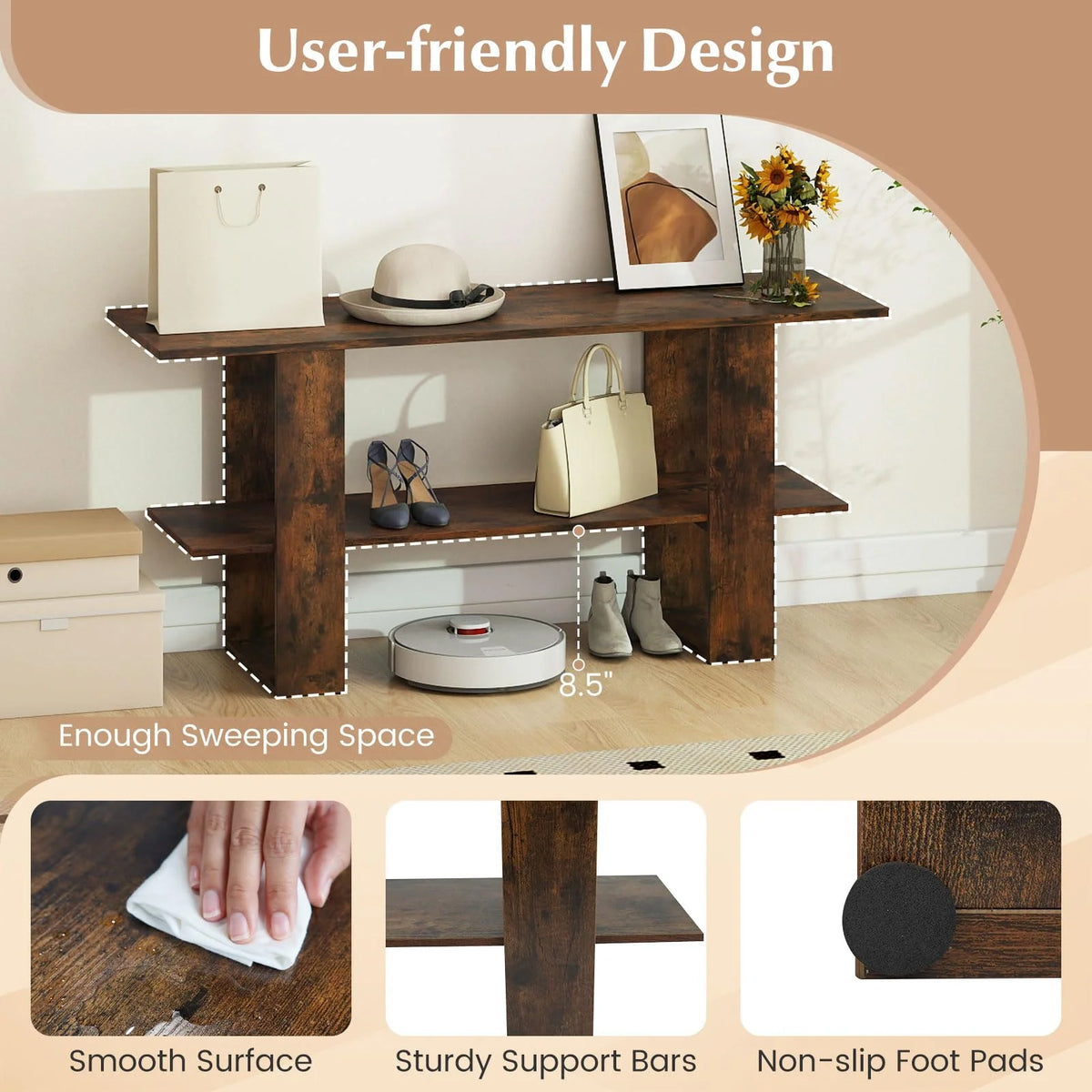 Tangkula 2-Tier TV Stand with Storage for TVs up to 55 Inch Console Table with Open Shelf - Product image 6