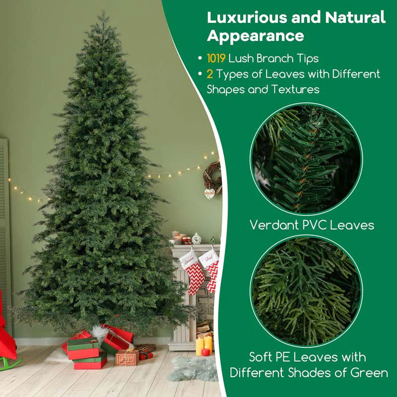 6/7.5 FT Pre-Lit Artificial Christmas Tree, PE/PVC Mixed Tips, Hinged Xmas Tree with Remote - Product image 4
