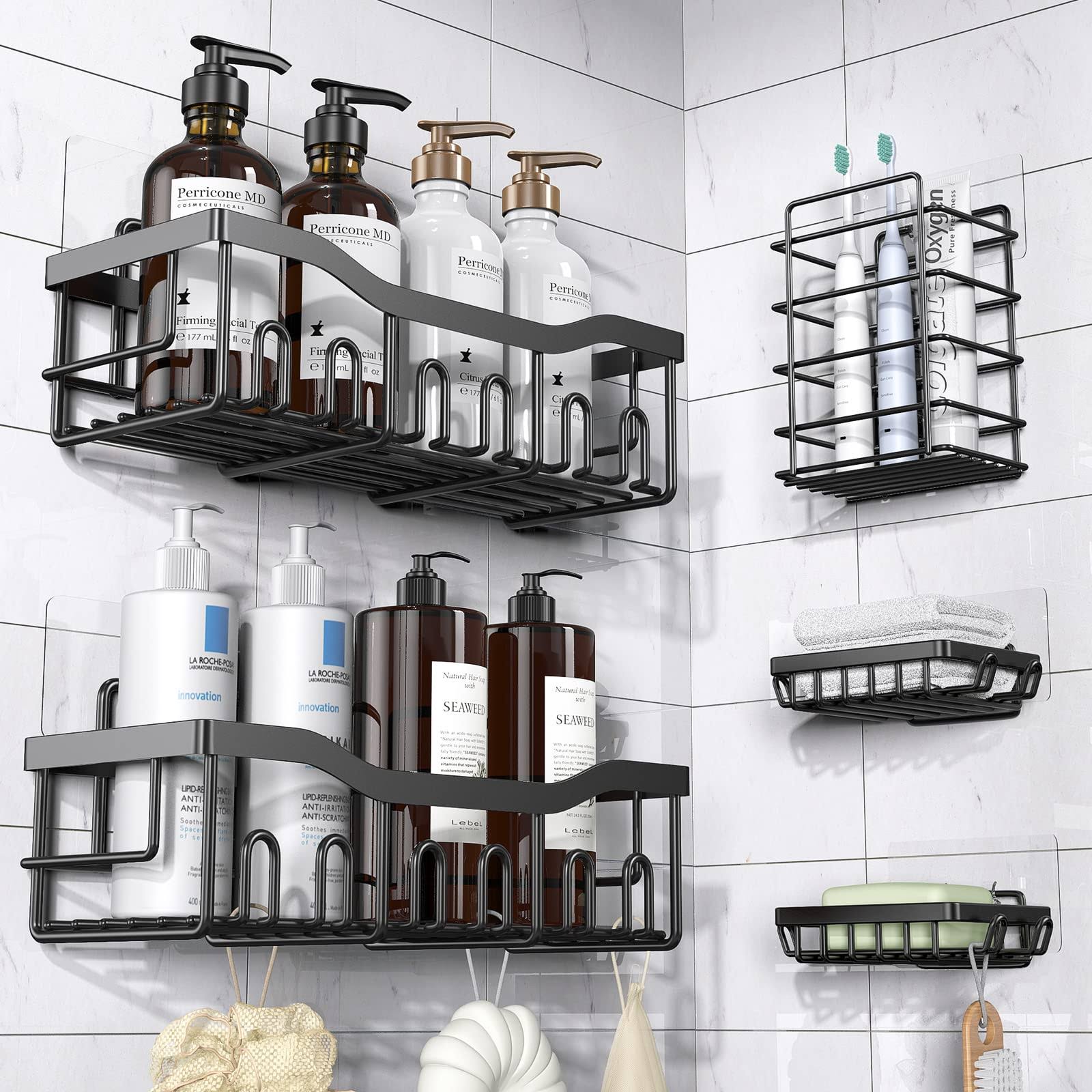 EUDELE Shower Caddy 5 Pack, Adhesive Shower Organizer for Bathroom Storage&Kitchen, No Drilling - Product image 1