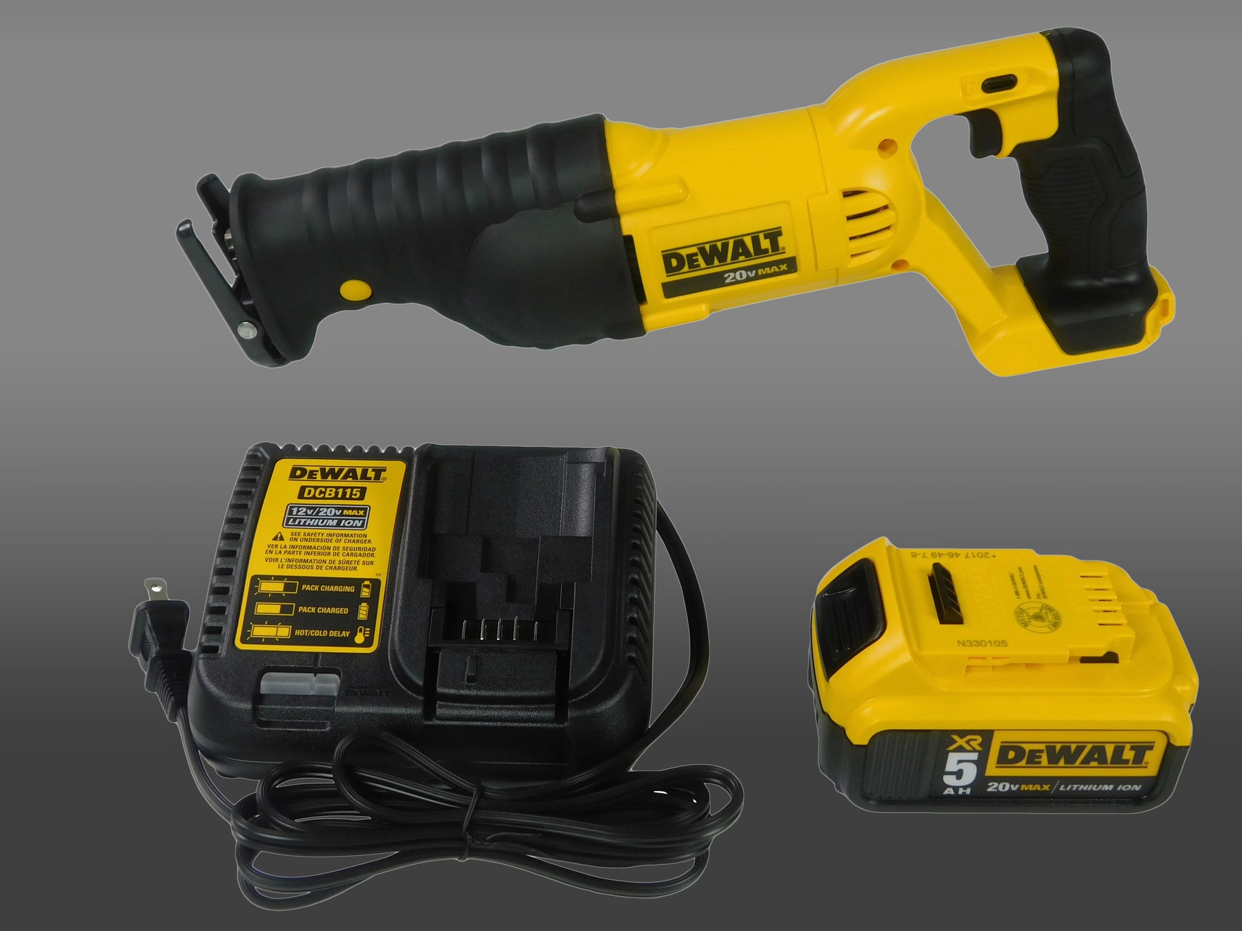 Dewalt DCS380P1 20V MAX Cordless Reciprocating Saw Kit with 5ah Battery, Charger & Case - Product image 1