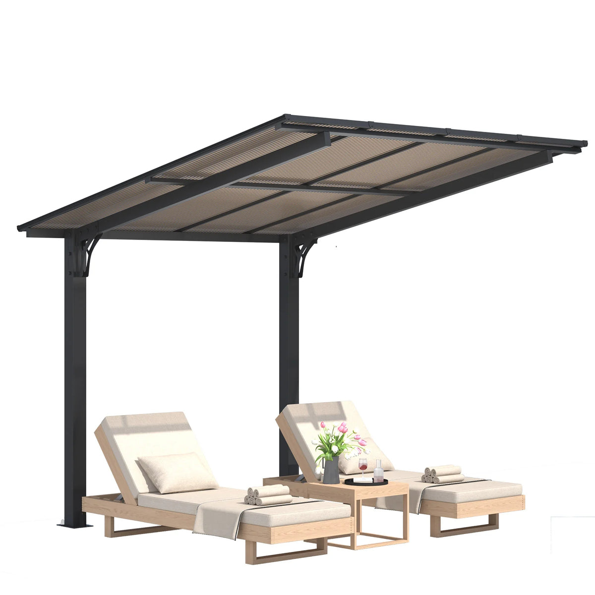 AECOJOY 8' x 8' Gazebo for Patio, Freestanding Lean to Hard Top Gazebo Carport Shelter - Product image 1