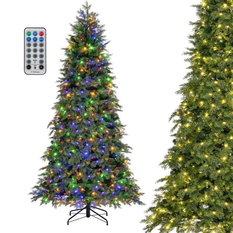 6/7.5 FT Pre-Lit Artificial Christmas Tree, PE/PVC Mixed Tips, Hinged Xmas Tree with Remote - Product image 10